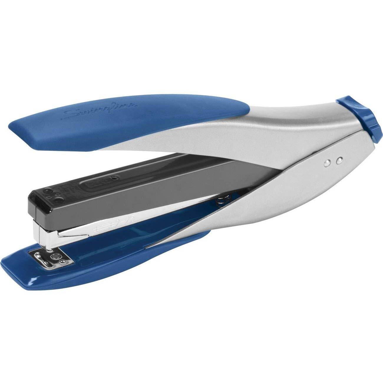 Swingline Stapler, Smarttouch Desktop Stapler, Reduced Effort, 25 Sheets, Full Strip, Silver/Blue (S7066525)