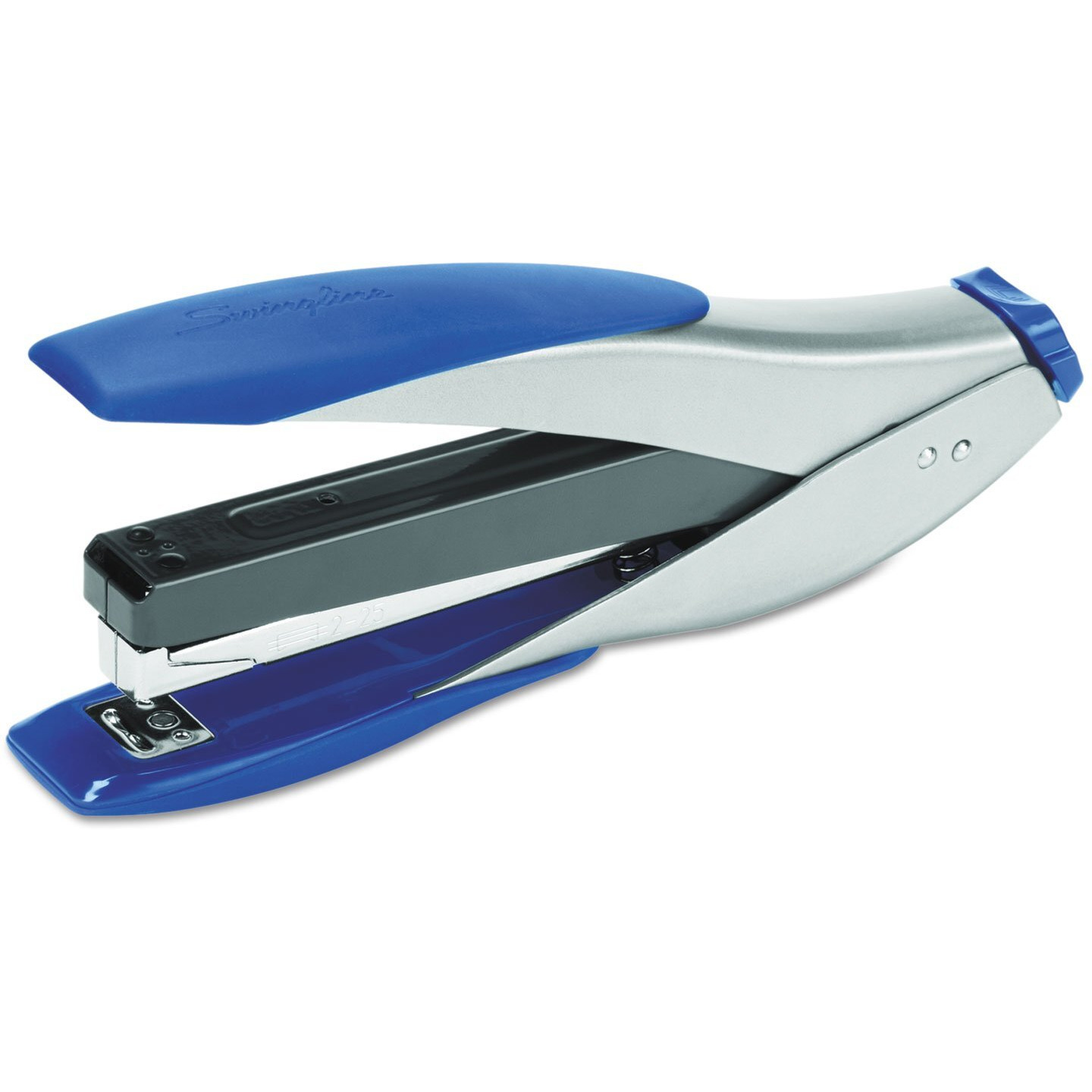 Swingline Stapler, Smarttouch Desktop Stapler, Reduced Effort, 25 Sheets, Full Strip, Silver/Blue (S7066525)