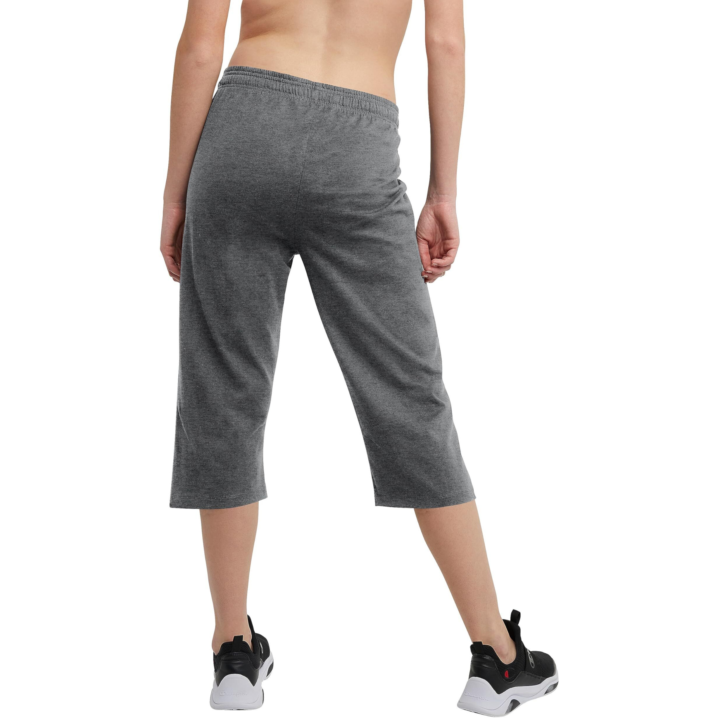 Champion, Lightweight Lounge Cropped Pants, Jersey Knit Capri For Women, 18"", Granite Heather, X-Large