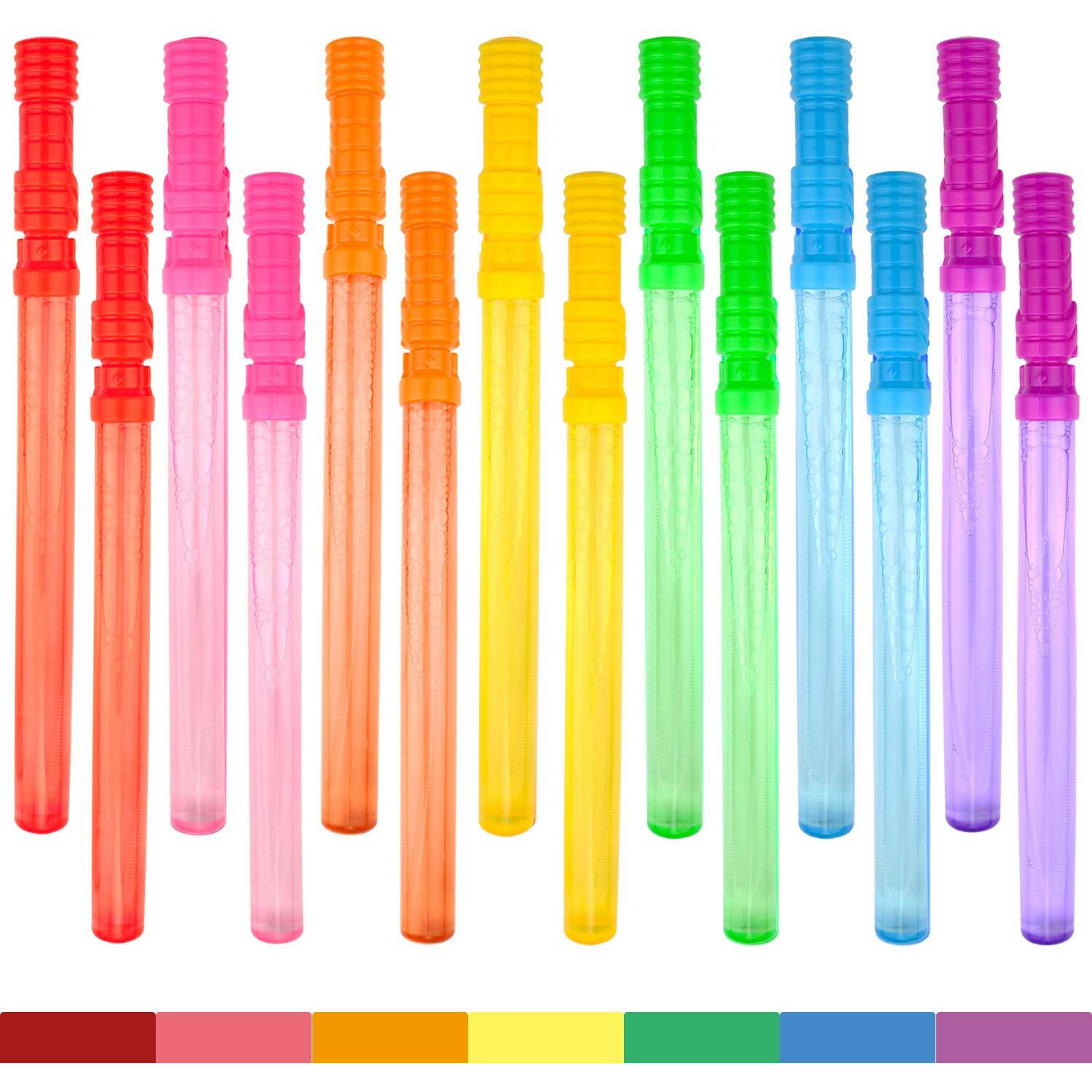 Bubble Wand, 14"" Big Bubble Wand Set(14 Pack 7 Colour), Non-Toxic Smelless Bubble Toy For Kids Child Birthday Party Favor Wedding Summer Outdoor Activity Bathroom Bath Toys, By Mapixo
