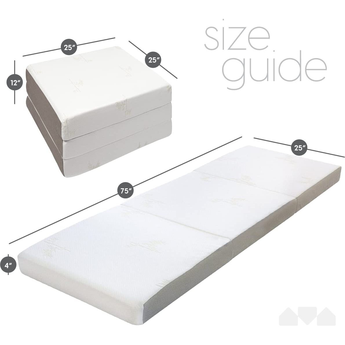 Milliard Tri Folding Mattress With Washable Cover Space Saver Single Size (75 Inches X 25 Inches X 4 Inches)