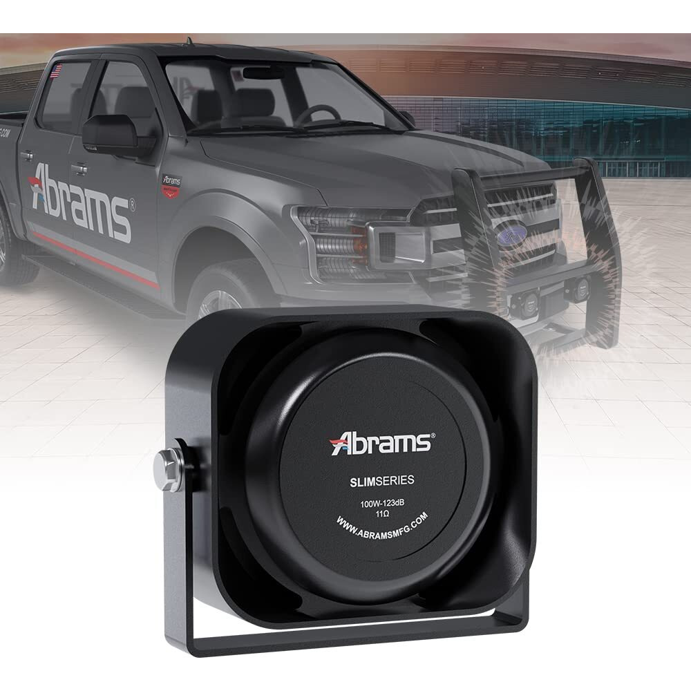 Abrams Abr-S100 Compact 100W Siren Speaker High Performance (Capable With Any 100W Siren) Ultra Slim Low Profile