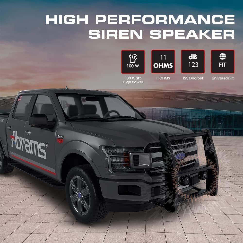 Abrams Abr-S100 Compact 100W Siren Speaker High Performance (Capable With Any 100W Siren) Ultra Slim Low Profile