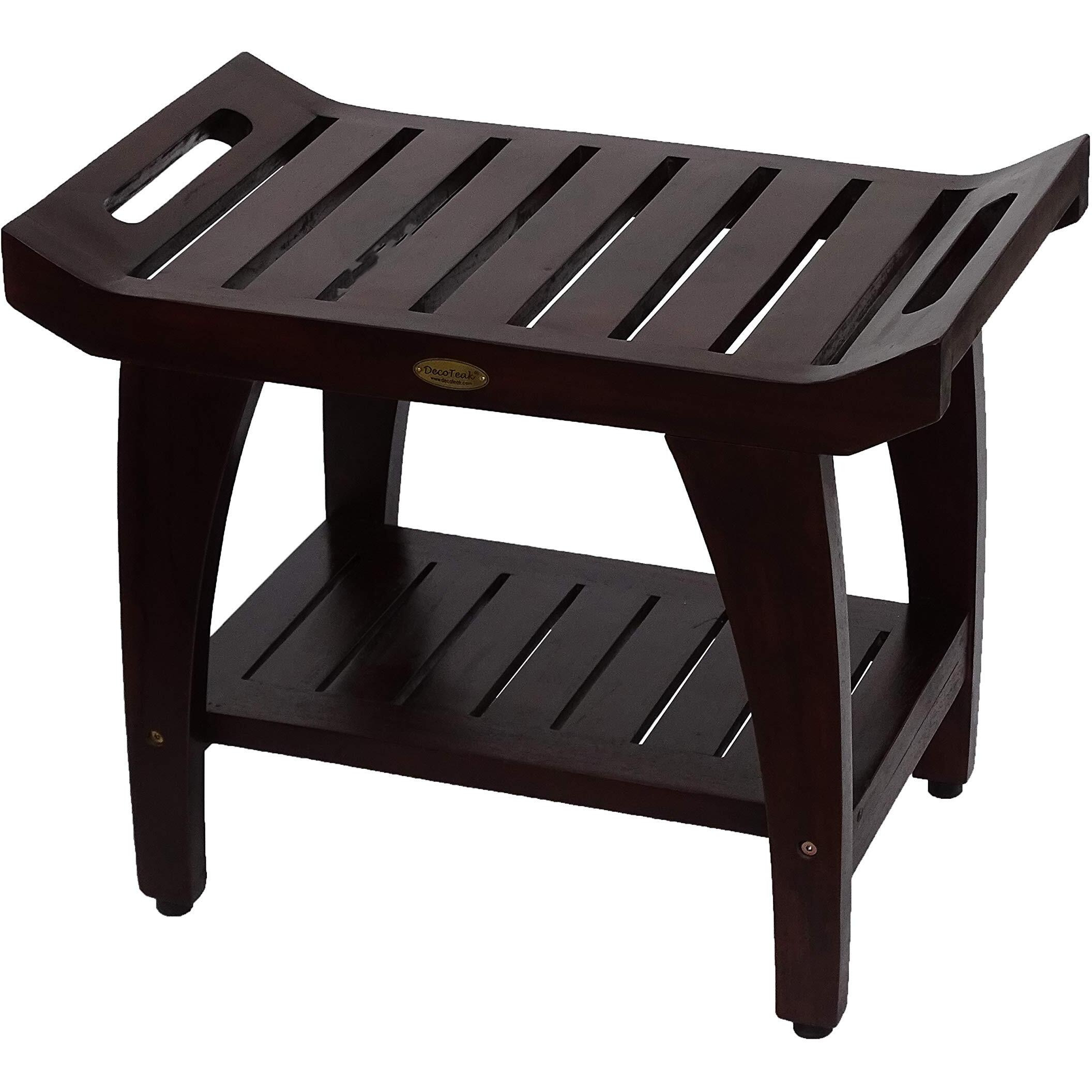 Decoteak, 24 Inch, Brown, Wooden Shower Chair, Teak Shower Stool, Teak Shower Bench For Inside Shower, Shower Bench Waterproof, Wooden Bathroom Stool