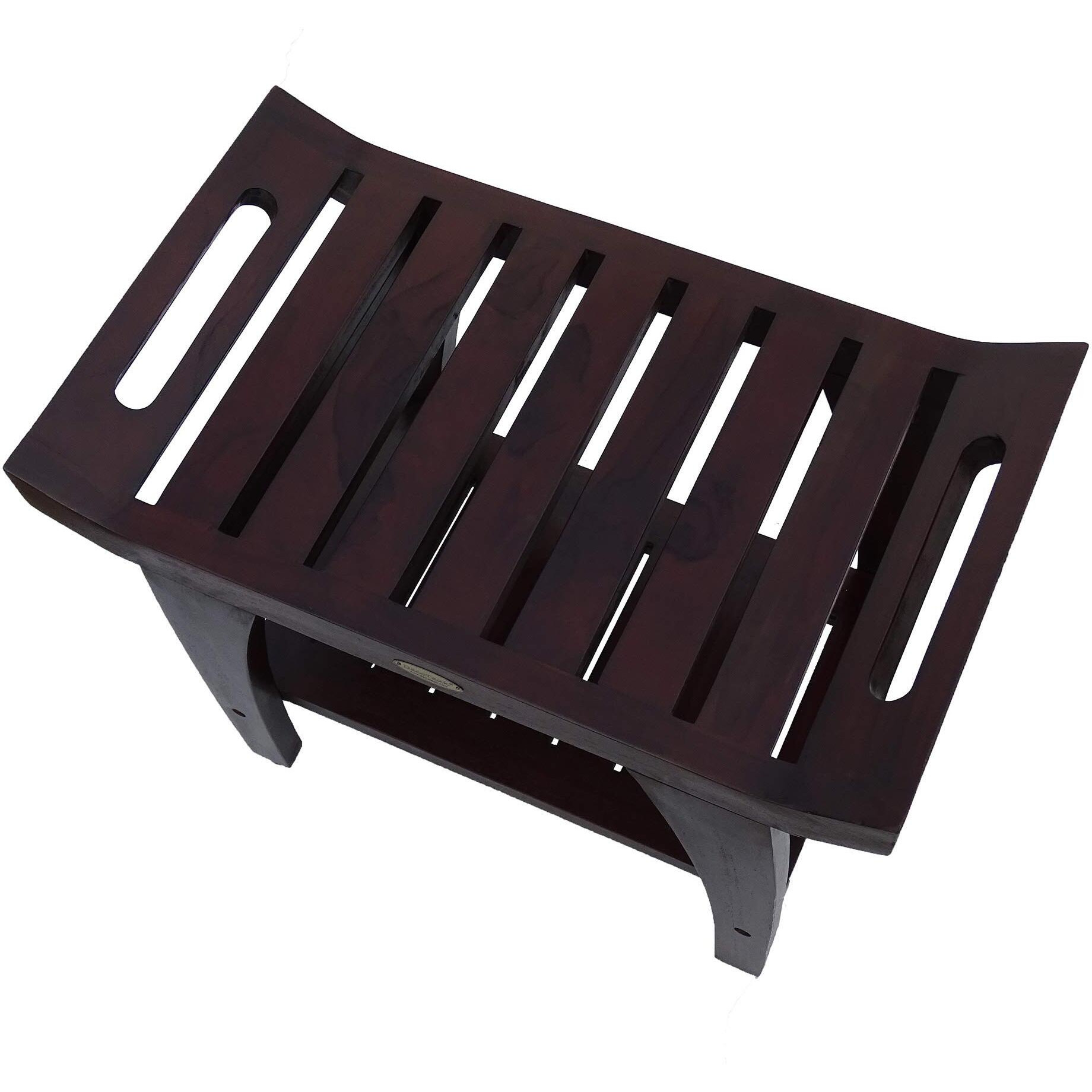 Decoteak, 24 Inch, Brown, Wooden Shower Chair, Teak Shower Stool, Teak Shower Bench For Inside Shower, Shower Bench Waterproof, Wooden Bathroom Stool