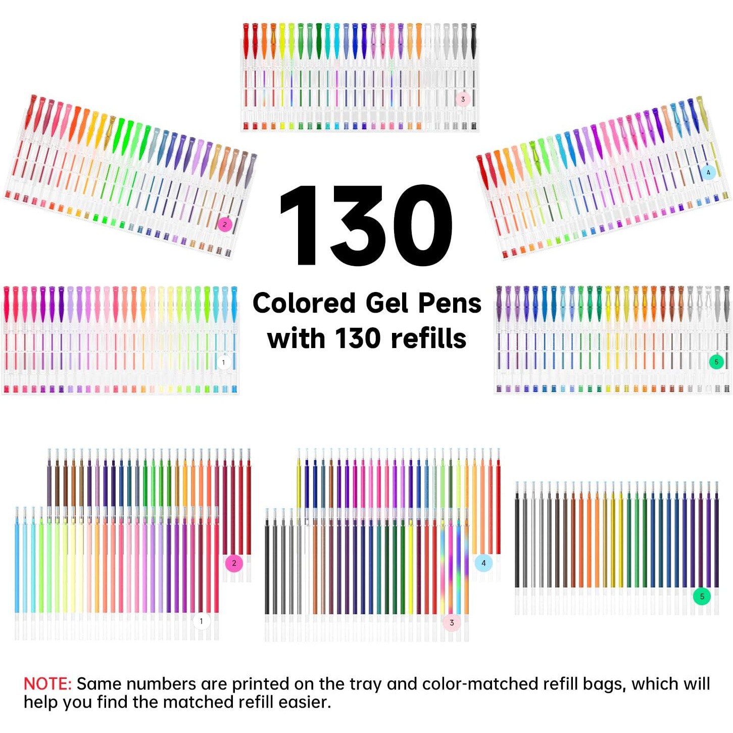 Shuttle Art 260 Pack Gel Pens Set, 130 Colors With 130 Refills For Adults Coloring Books Drawing Crafts Scrapbooking Journaling
