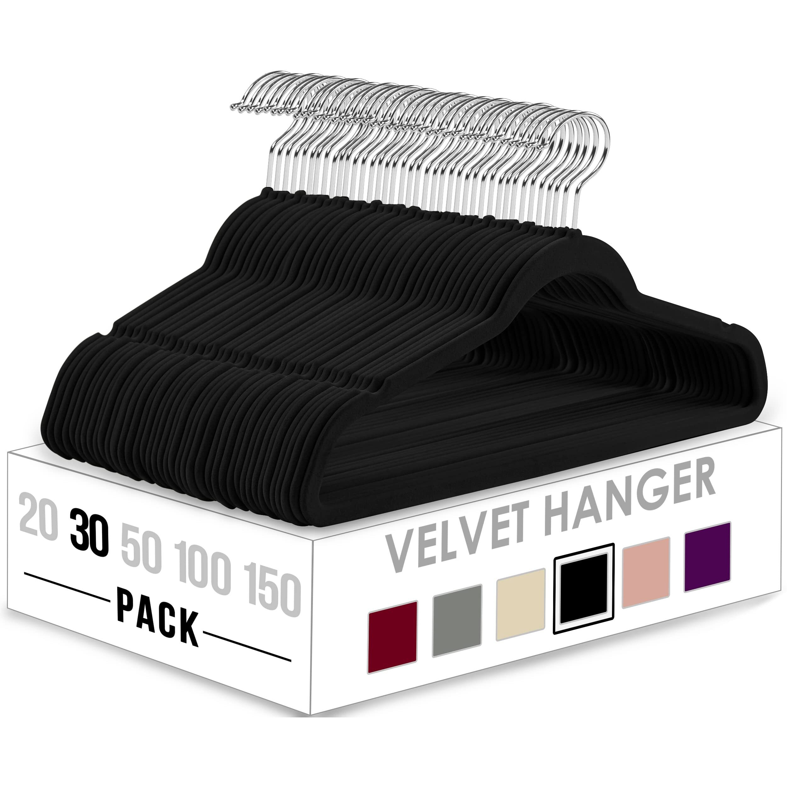 Utopia Home Velvet Hangers 30 Pack - Non-Slip Clothes Hangers - Black Hangers - Suit Hangers With 360 Degree Rotatable Hook - Heavy Duty Coat Hangers - Pants Hangers
