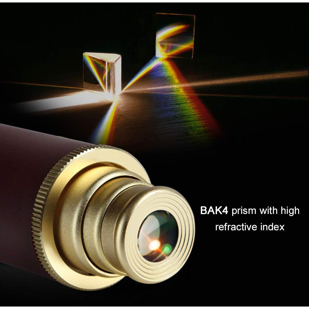 Pirate Monocular Telescope For Kids & Adults, Handheld Collapsible Brass Telescope 25X30 Zoomable Portable Pirate Spyglass For Cruise Ship Travel Watching Games Hiking Hunting And More