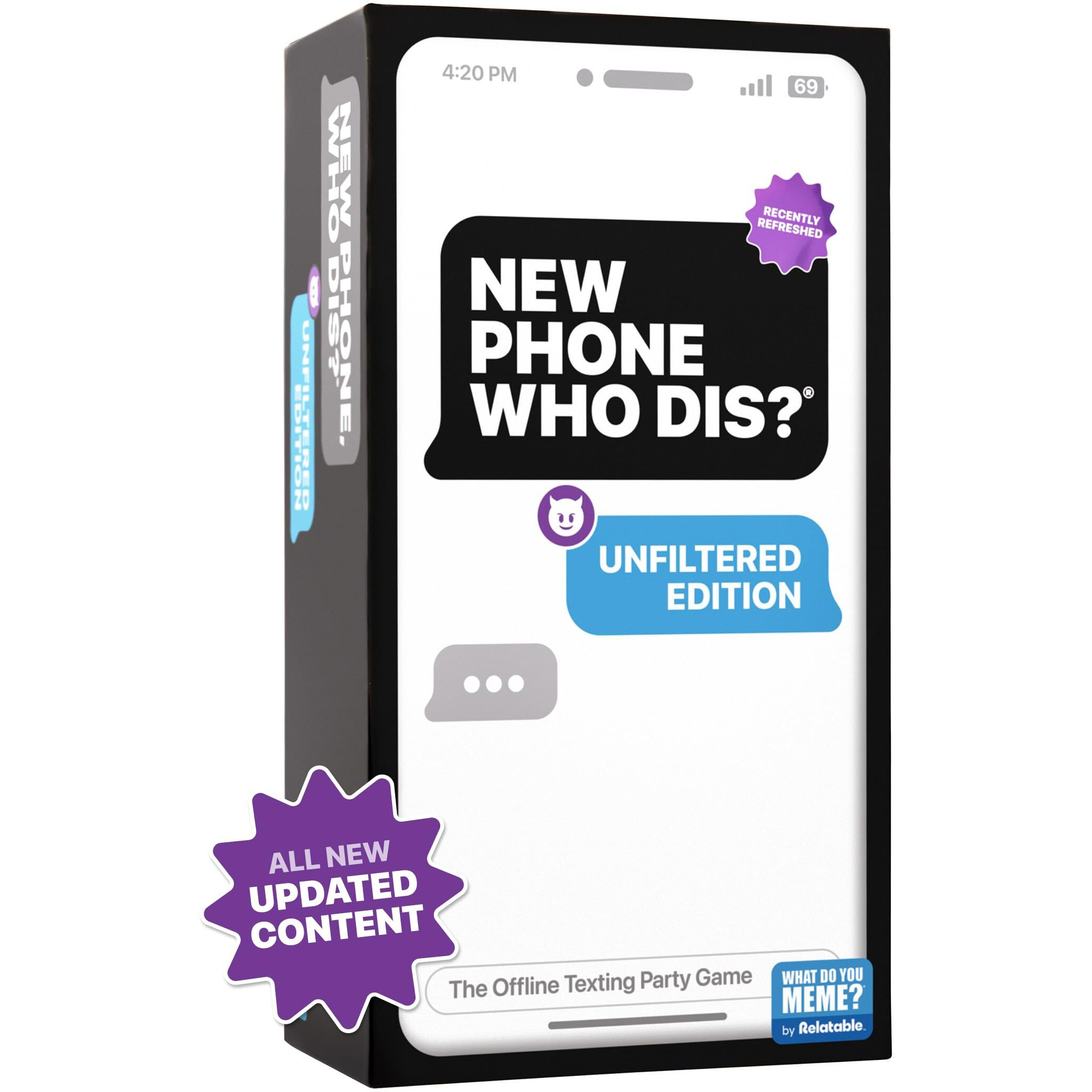 New Phone, Who Dis By Relatable, The Offline Text Message Party Game, All New Updated Content, Card Games For Adults, Viral Party Game, Game Night Games, Includes 100 Inbox Cards And 300 Reply Cards