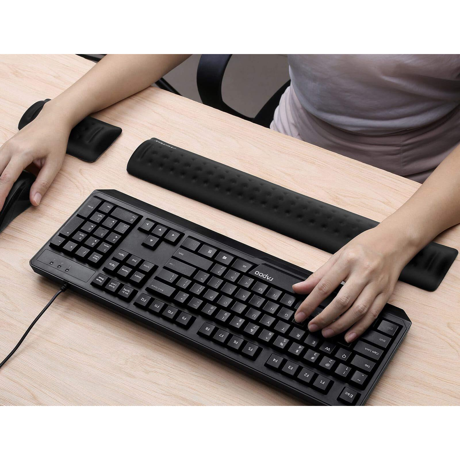 Aelfox Memory Foam Keyboard Wrist Rest&Mouse Wrist Rest, Ergonomic Design Wrist Pad For Computer Keyboard Laptop Wrist Support, Arm Rest For Desk Accessories In Home Office School(Black)