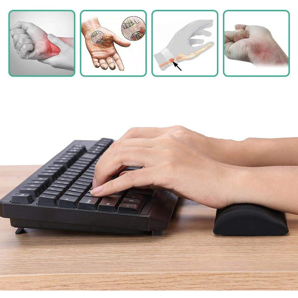 Aelfox Memory Foam Keyboard Wrist Rest&Mouse Wrist Rest, Ergonomic Design Wrist Pad For Computer Keyboard Laptop Wrist Support, Arm Rest For Desk Accessories In Home Office School(Black)
