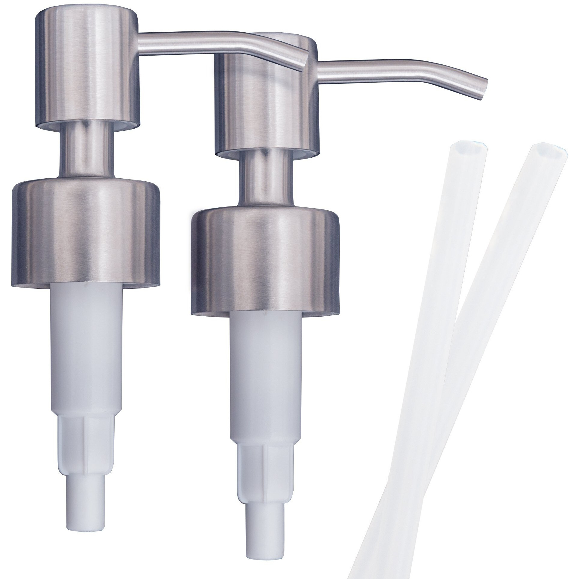 Stainless Steel Soap And Lotion Dispenser Pumps, Replacement For Your Bottles (Brushed Nickel, 2 Pack)