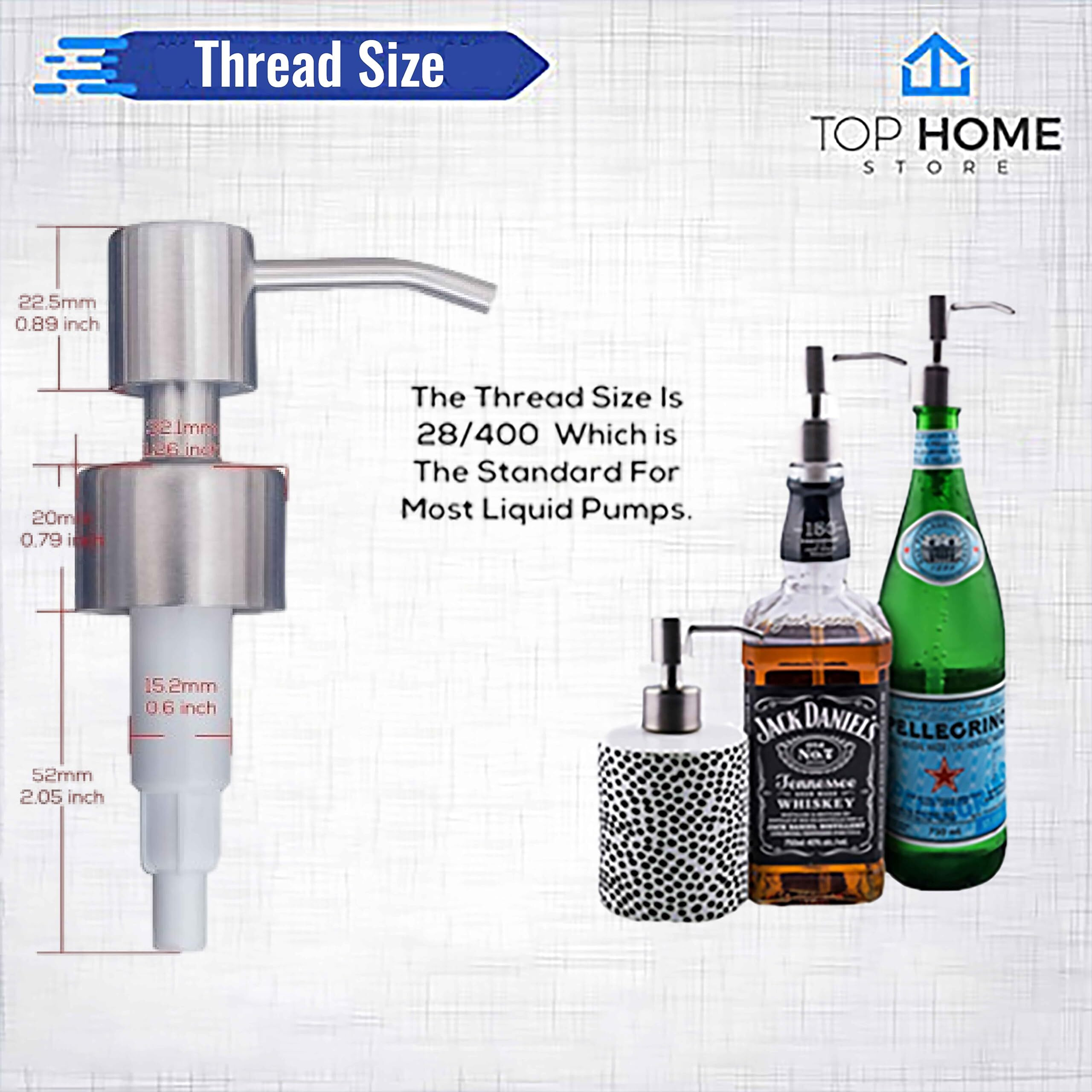 Stainless Steel Soap And Lotion Dispenser Pumps, Replacement For Your Bottles (Brushed Nickel, 2 Pack)