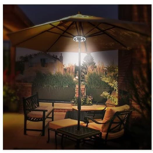 Oyoco Patio Umbrella Light 3 Brightness Modes Cordless 28 Led Lights-4 X Aa Battery Operated,Umbrella Pole Light For Patio Umbrellas,Camping Tents Or Indoor Use