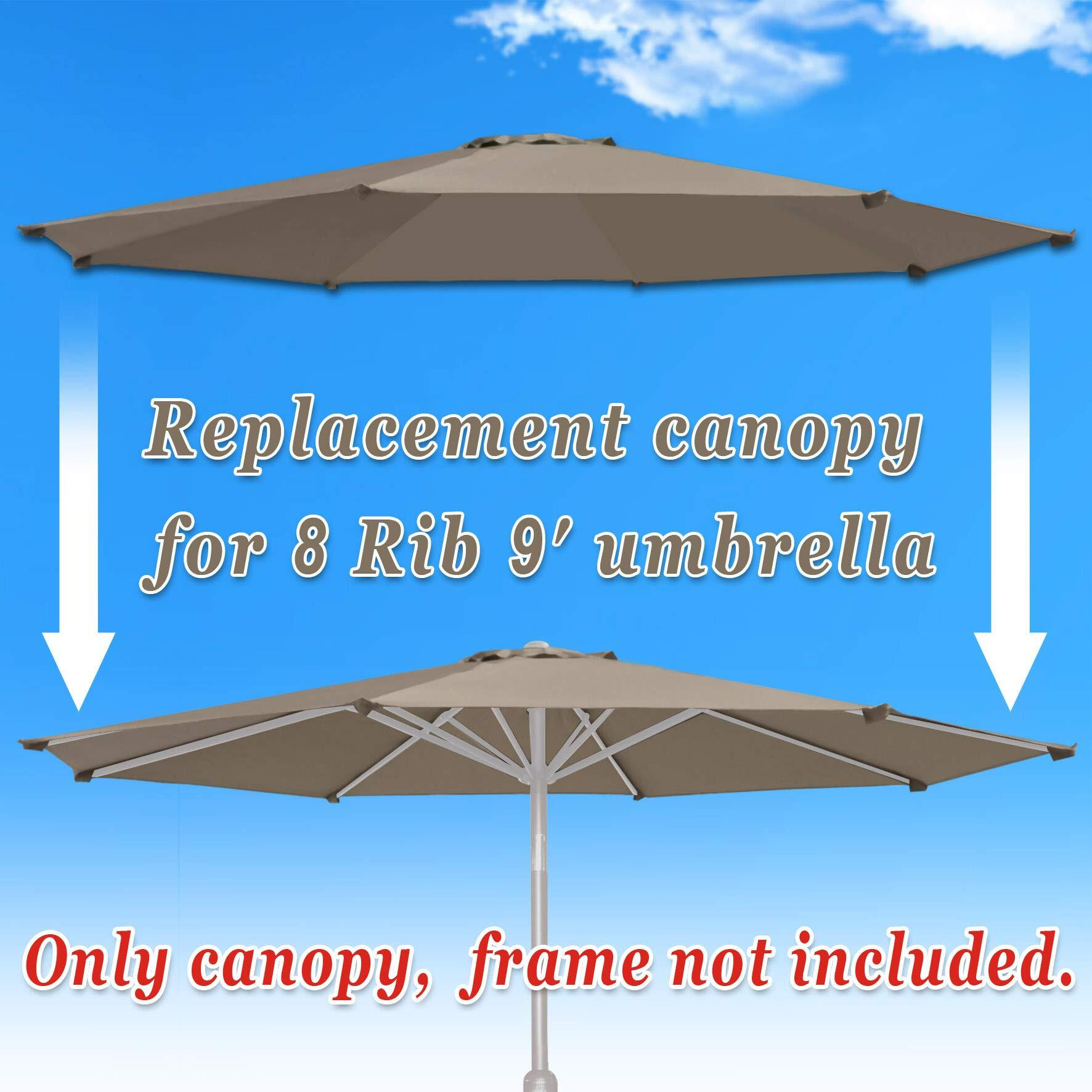 Strong Camel Replacement Patio Umbrella Canopy Cover For 9Ft 8 Ribs Umbrella Green (Taupe)