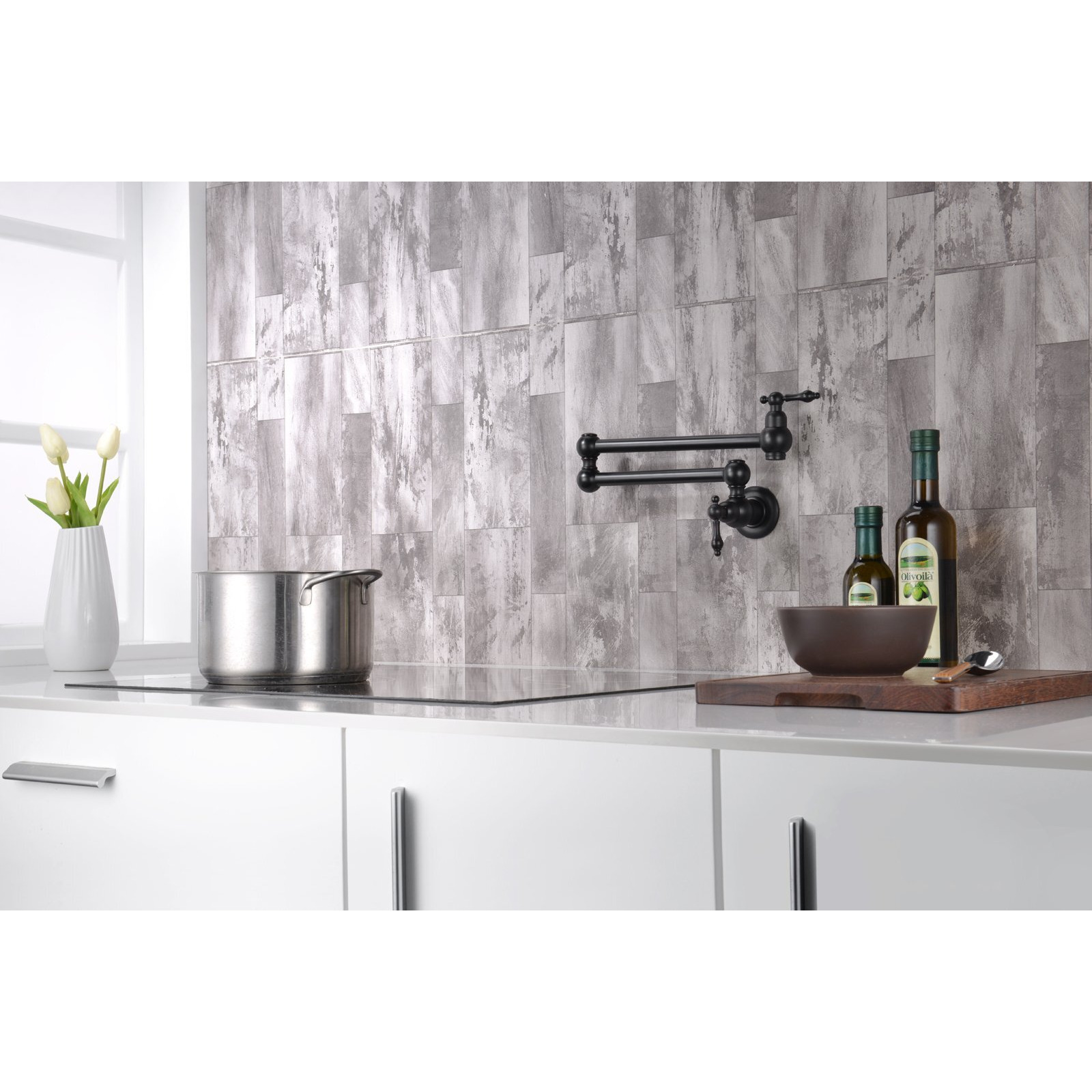 Sumerain Bronze Pot Filler Faucet Wall Mount Oil Rubbed Bronze,Dual Swing Joints And 24"" Extension