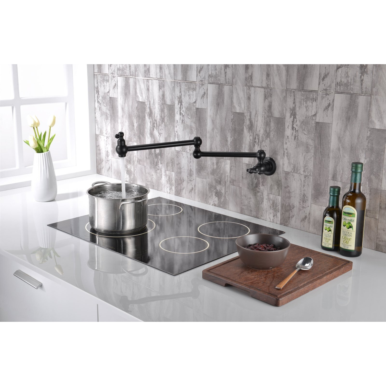 Sumerain Bronze Pot Filler Faucet Wall Mount Oil Rubbed Bronze,Dual Swing Joints And 24"" Extension