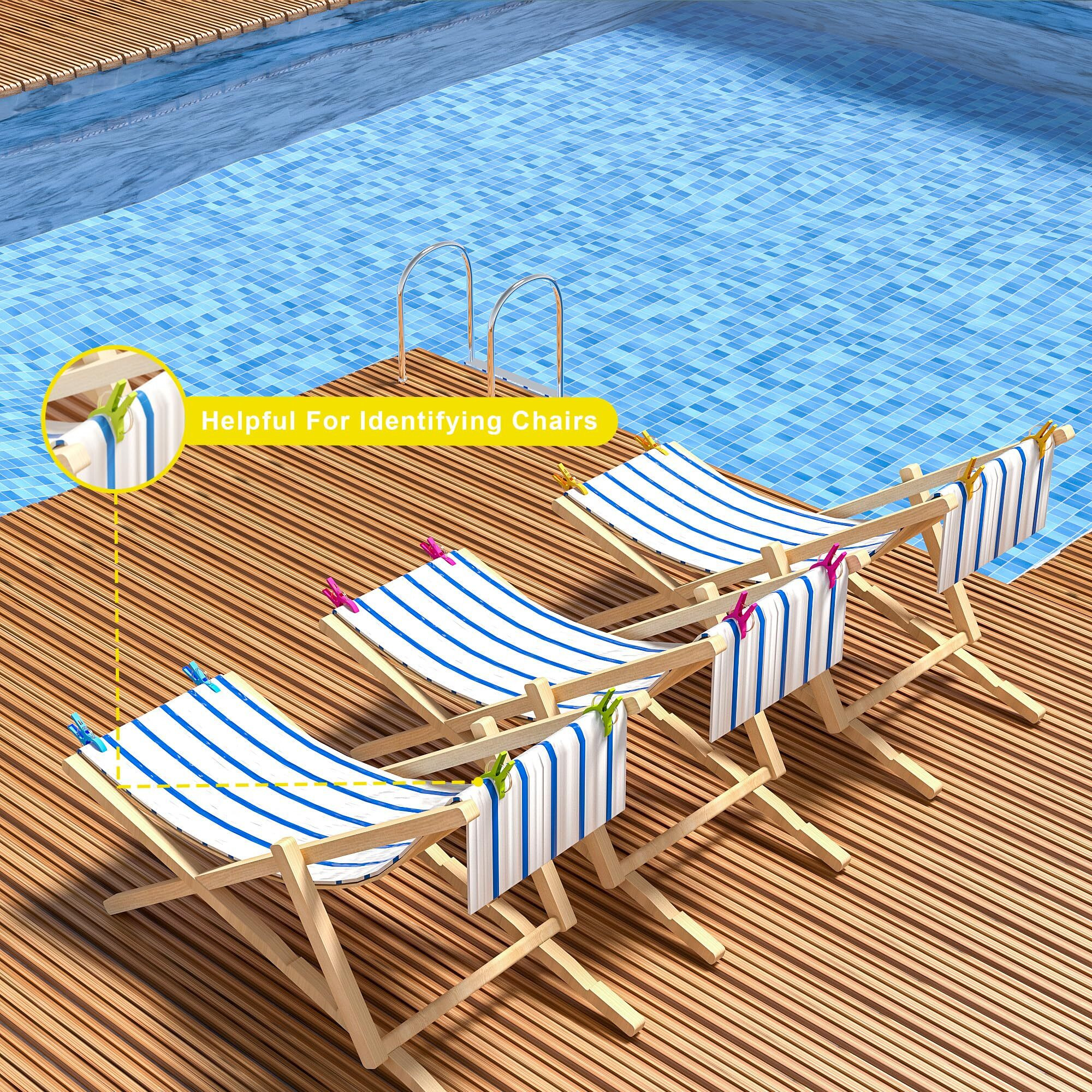 Ecrocy Beach Chair Towel Clips On Cruise, 8 Pack Large Clamps,Clothes Pegs,Beach Towel Holder To Keep Your Towel From Blowing Away,Heavy Duty And In Bright Colors