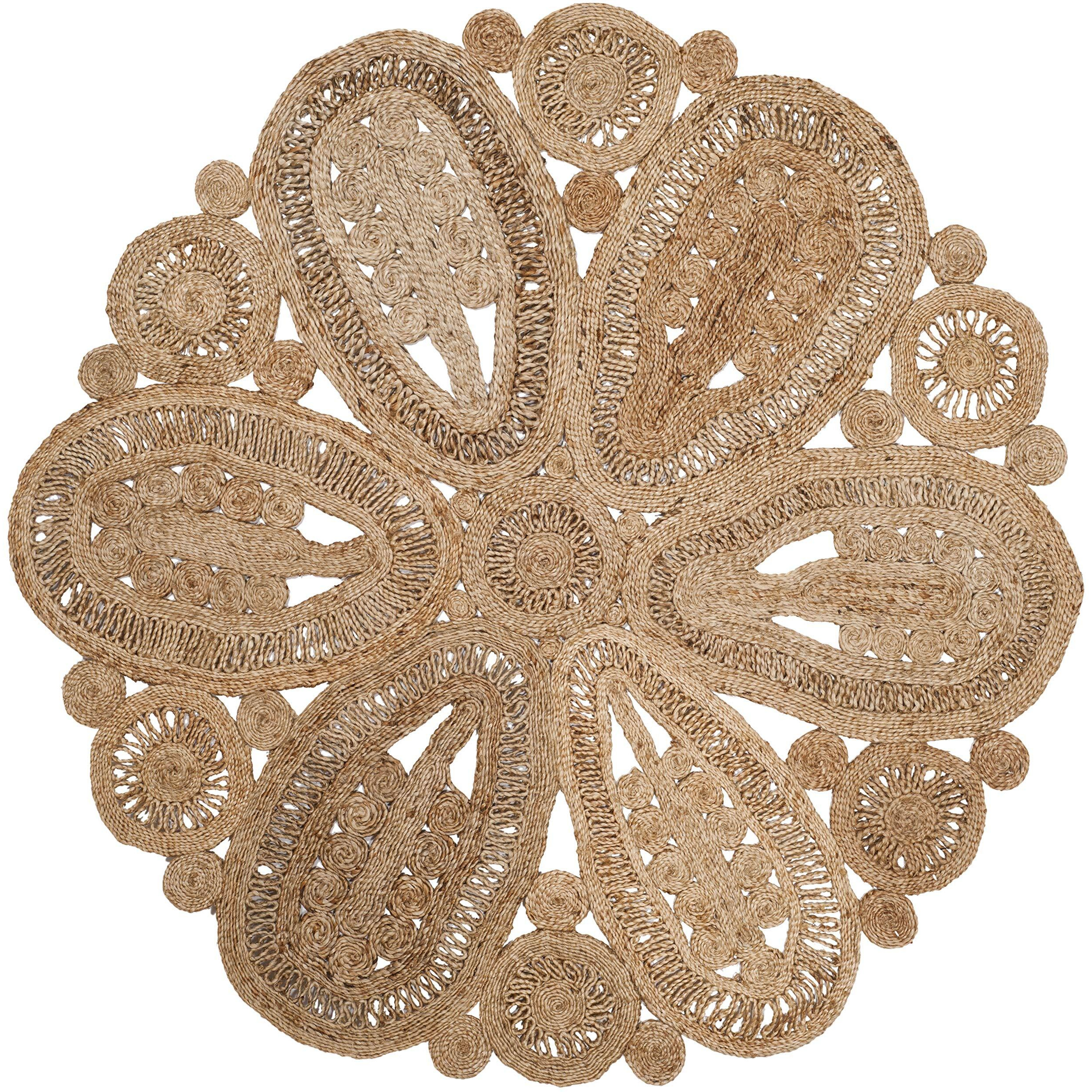 Safavieh Natural Fiber Collection Area Rug - 4' Round, Natural, Handmade Boho Charm Farmhouse Jute, Ideal For High Traffic Areas In Living Room, Bedroom (Nf360A)