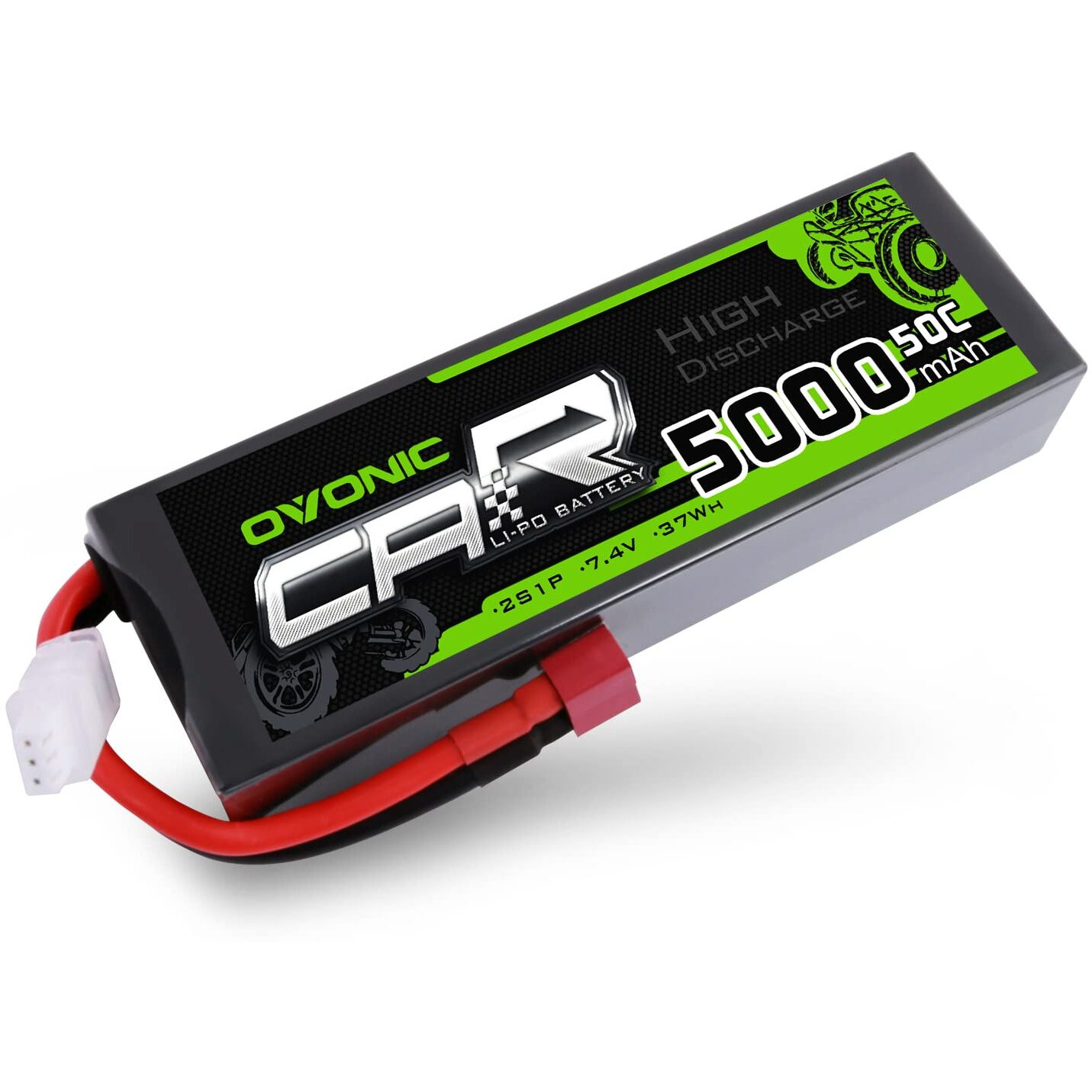 Ovonic 7.4V Lipo Battery 5000Mah 50C 2S Lipo Battery Pack Hardcase With Deans T Plug For Rc Car Bigfoot Arrma Axial Losi Slash Buggy And Monster Truck