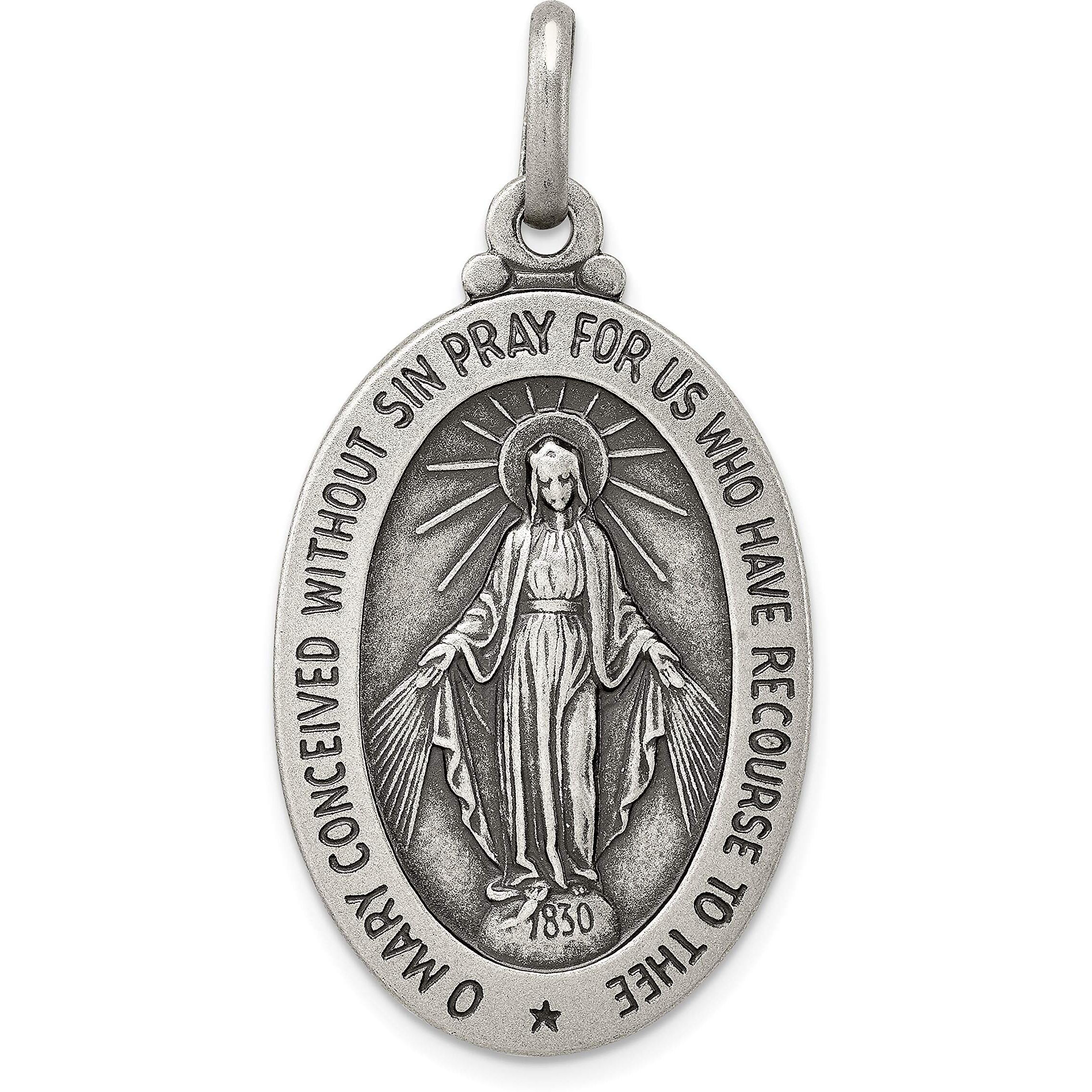 Saris And Things 925 Sterling Silver Antiqued Miraculous Medal