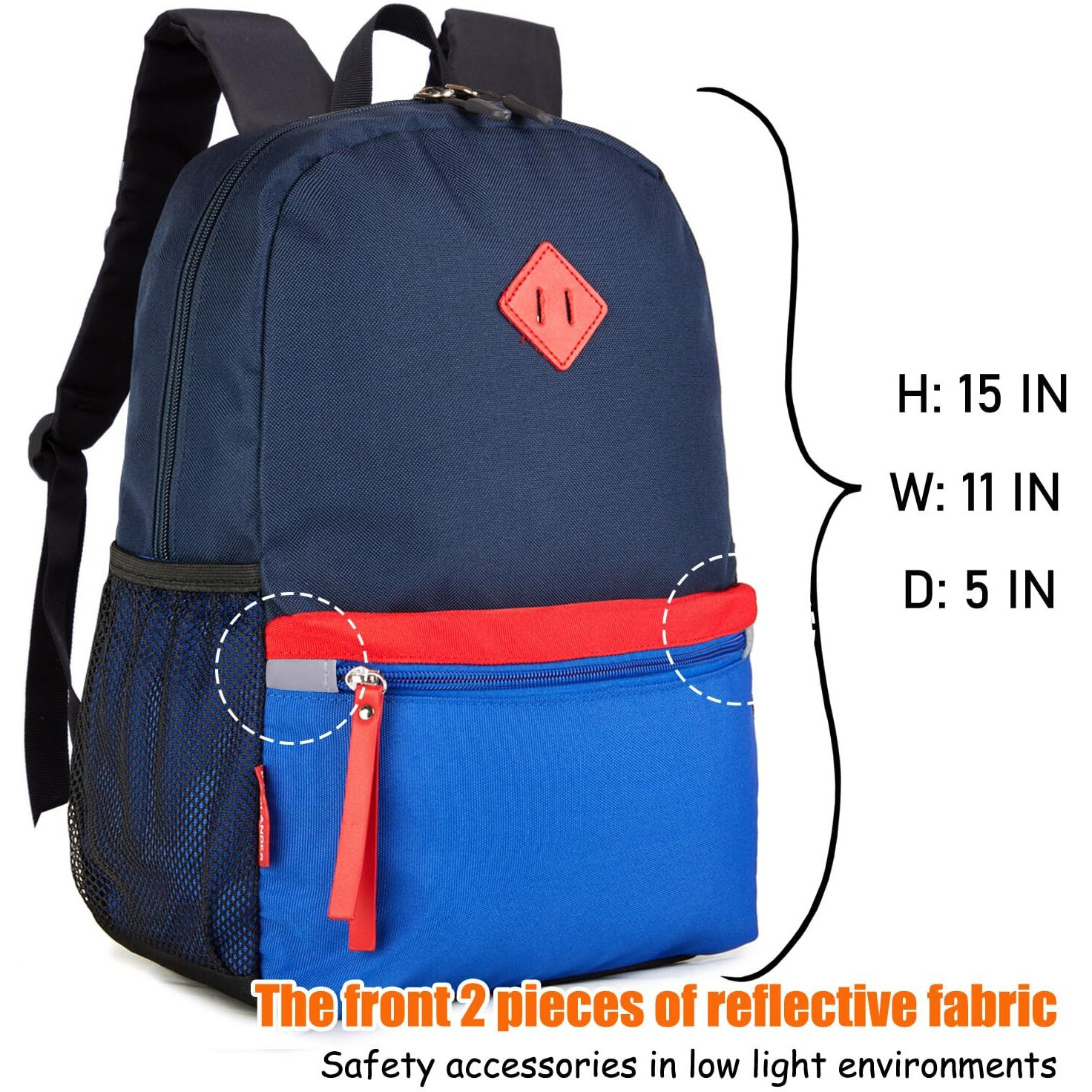 Hawlander Little Kids Backpack For Boys Toddler School Bag Fits 3 To 6 Years Old, 15 Inch, Navy Blue