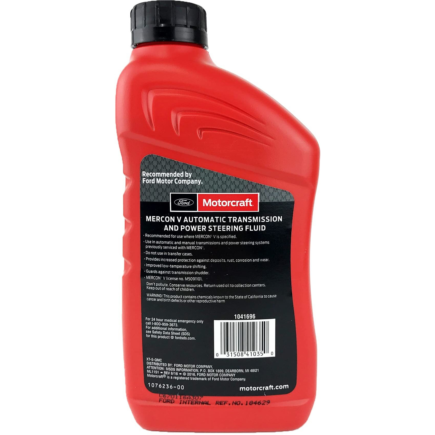 Motorcraft Xt5Qmc Mercon V Automatic Transmission Fluid - Case Of 12 Quarts