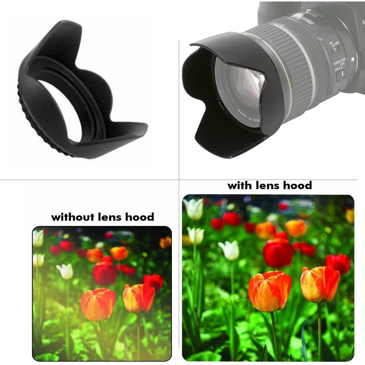 77Mm Digital Tulip Flower Lens Hood For Nikon Coolpix P1000 16.7 Digital Camera
