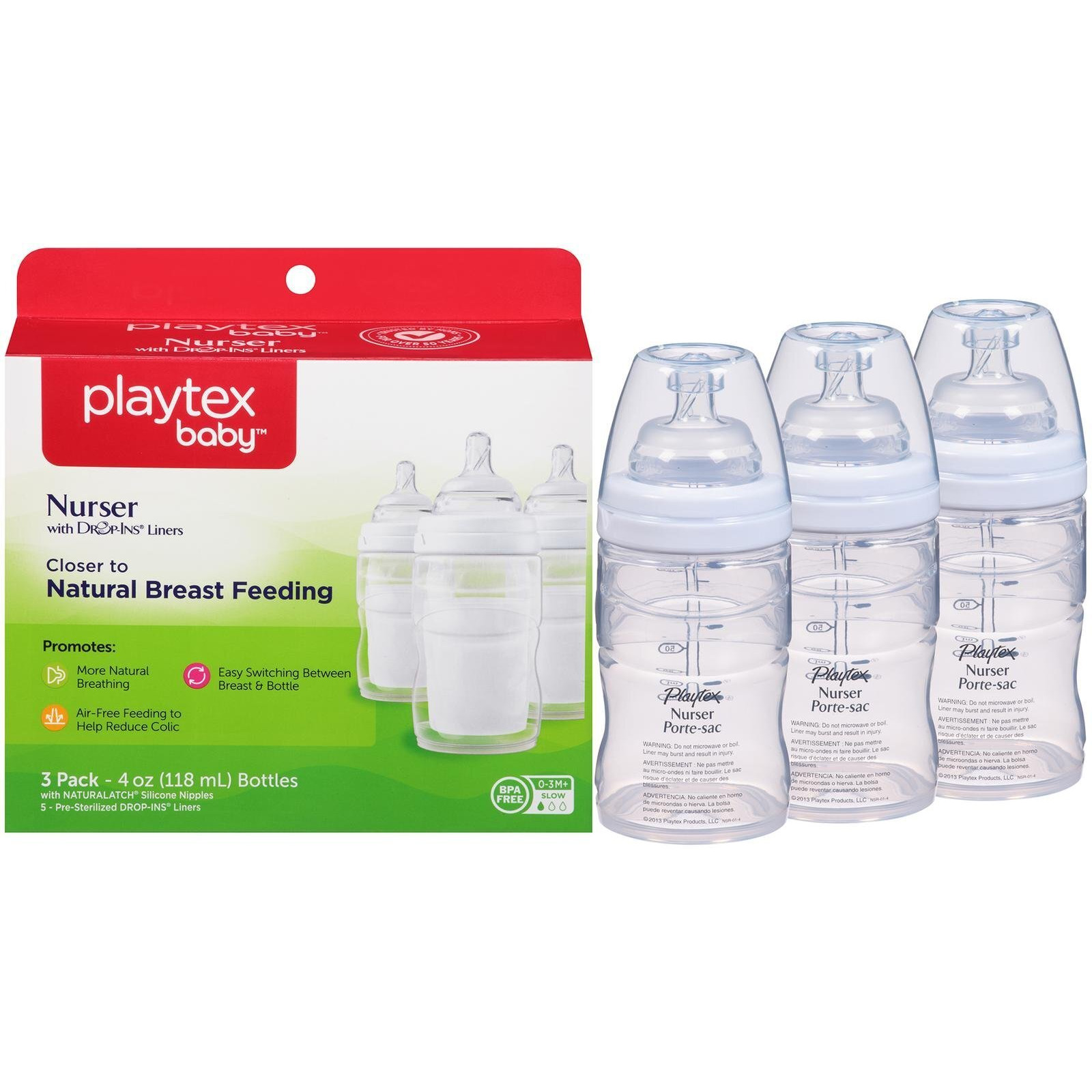 Playtex Bpa Free Premium Nurser Bottles With Drop In Liners, 3 Count