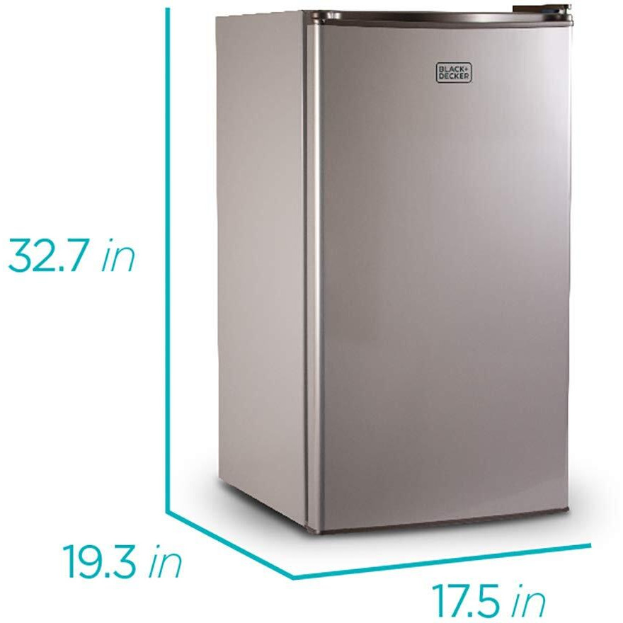 Black+Decker Bcrk32V Compact Refrigerator Energy Star Single Door Mini Fridge With Freezer, 3.2 Cubic Ft., Vcm, Gray