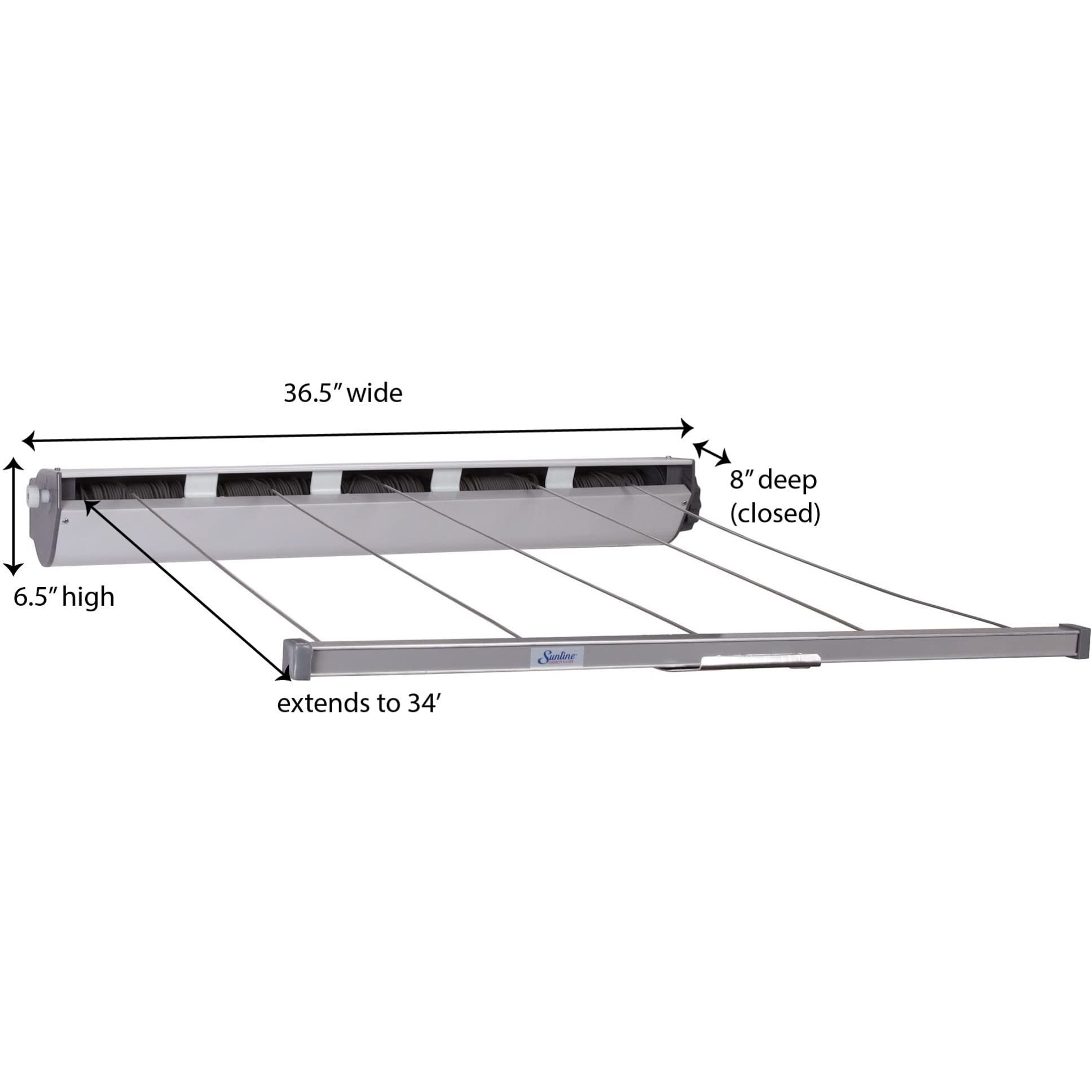 Household Essentials 17145-1 Aluminum Retractable Clothesline 5-Line Dryer | Indoor Or Outdoor Use | Hang Wet Or Dry Laundry, Black|Tan|Silver