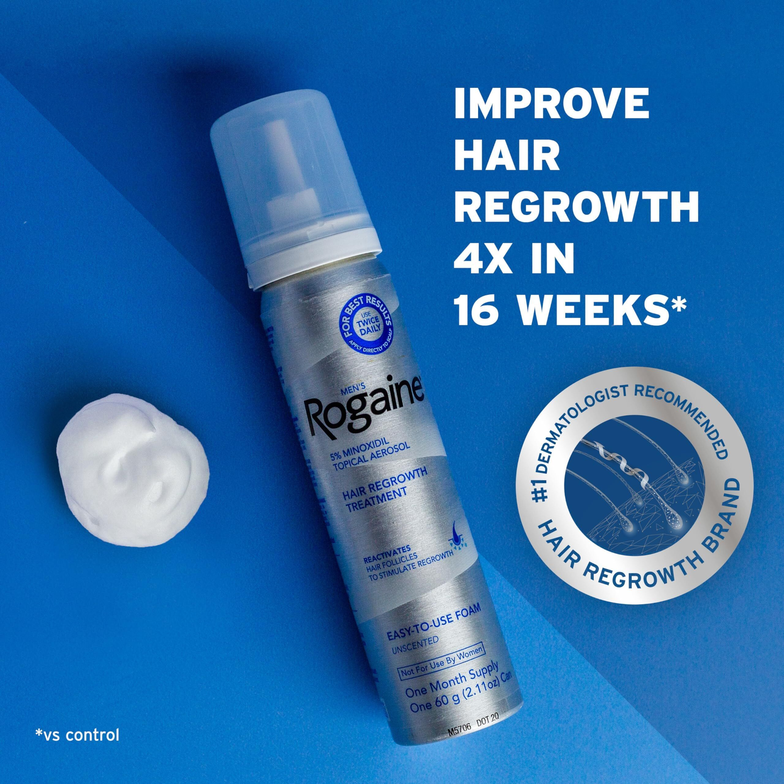Mens Rogaine 5% Minoxidil Topical Foam, One Month Supply