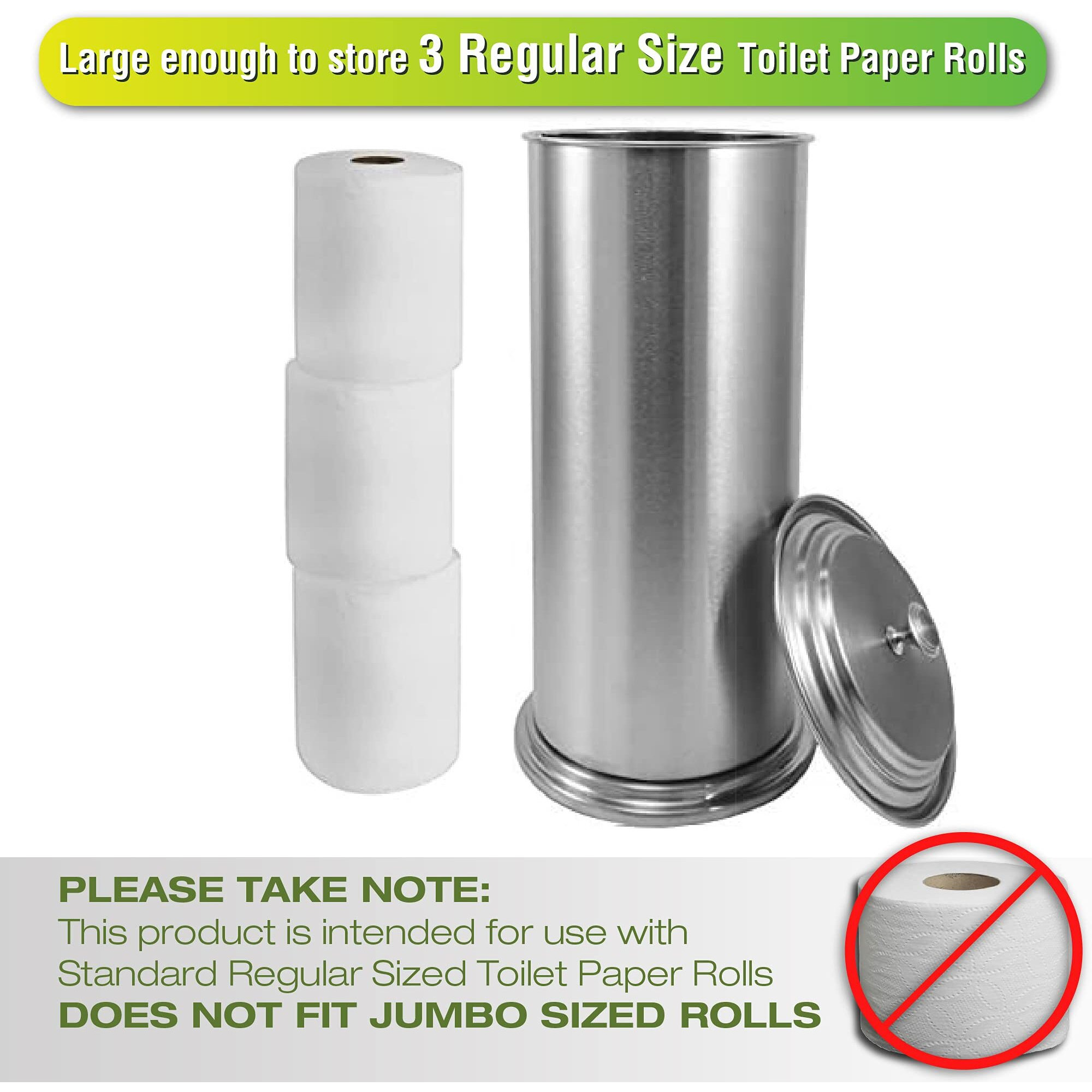 Ldr Industries 164 6456Bn Ashton Free Standing Regular Size Roll Toilet Paper Holder Canister, Brushed Nickel