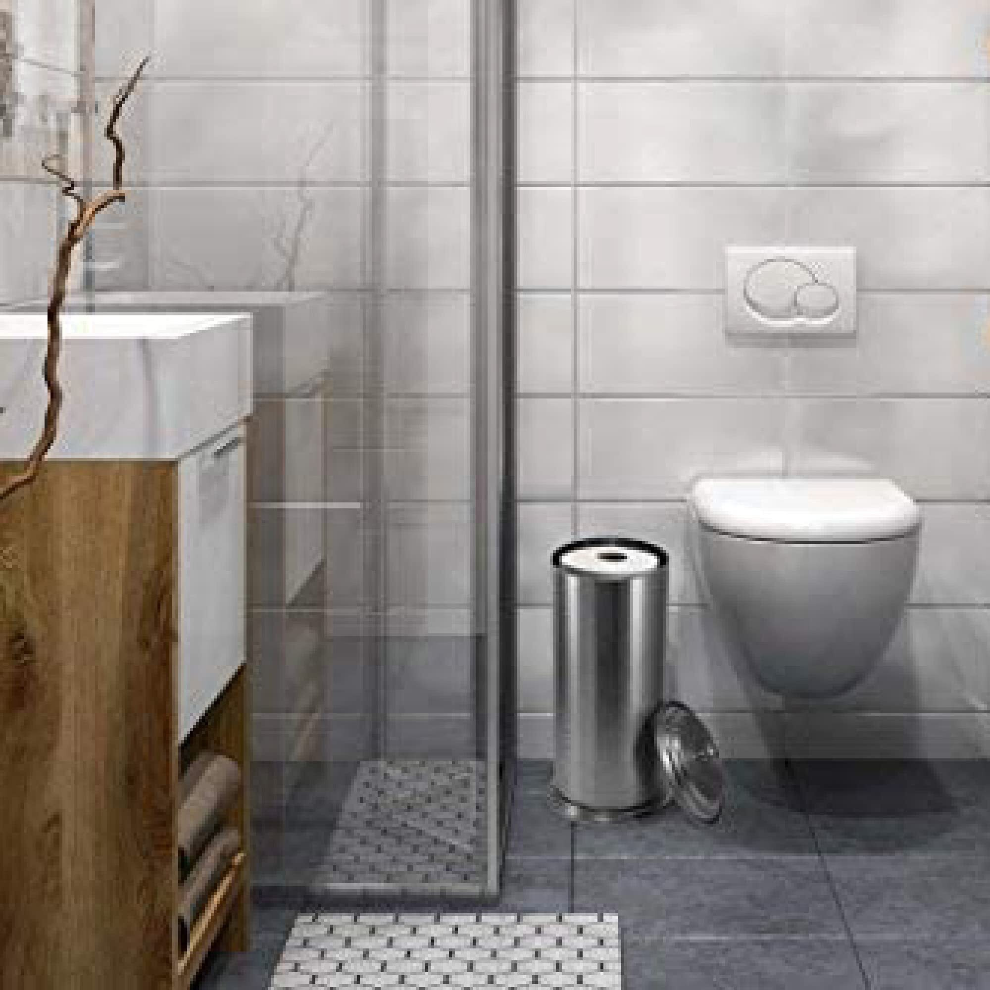 Ldr Industries 164 6456Bn Ashton Free Standing Regular Size Roll Toilet Paper Holder Canister, Brushed Nickel