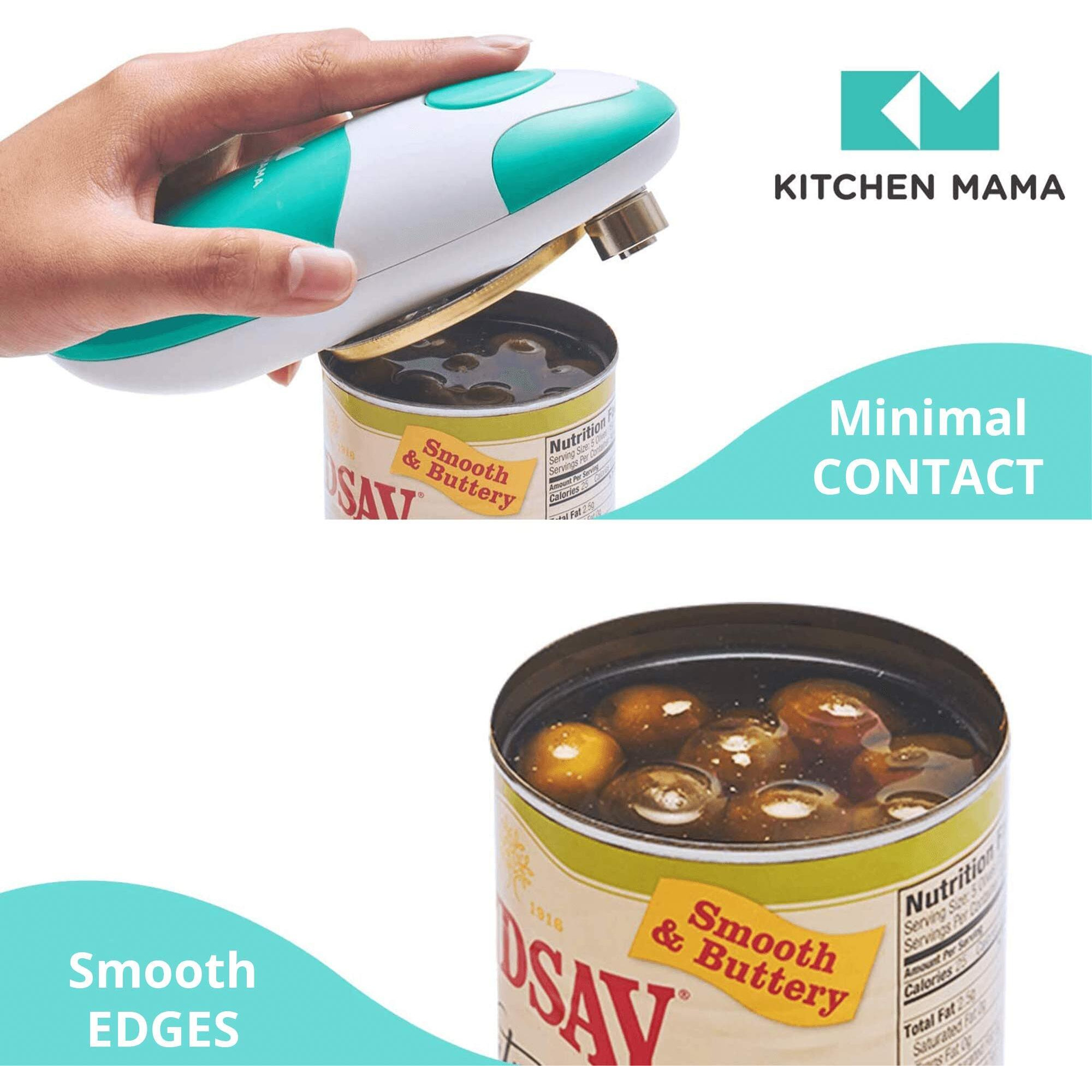 Kitchen Mama Auto Electric Can Opener Open Your Cans With A Simple Press Of Button - Automatic, Hands Free, Smooth Edge, Food-Safe, Battery Operated, Yes You Can (Teal)