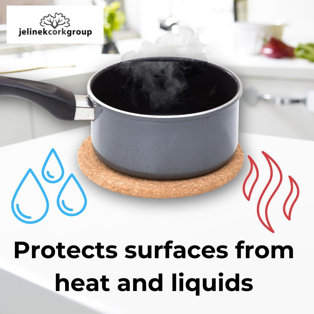 Jelinek Cork Round Trivet Hot Pad - 8 Inch (2 Pack)