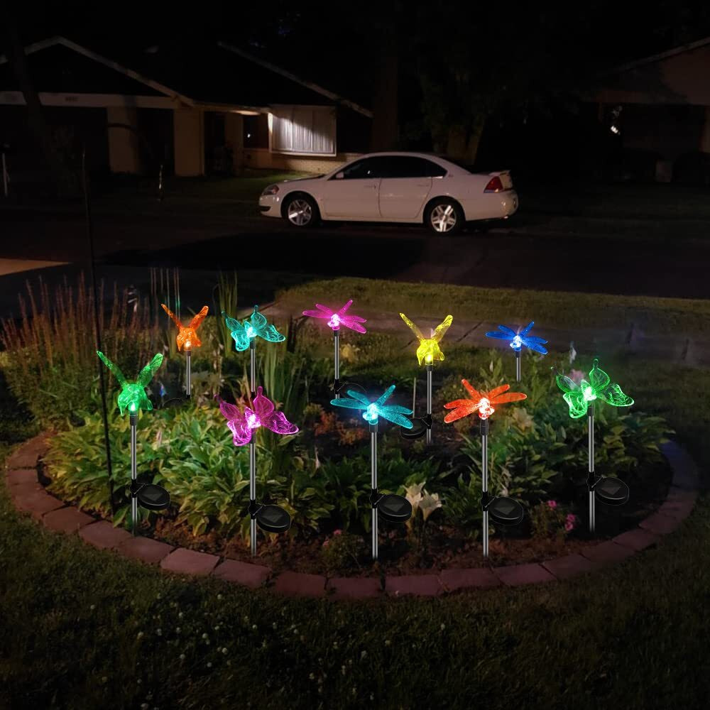 Anordsem Solar Lights Outdoor Decorations Garden Stake Light Waterproof For Yard Decorative Outside - Dragonfly Hummingbird Butterfly Led Lamp Patio Path Decor 6 Pack