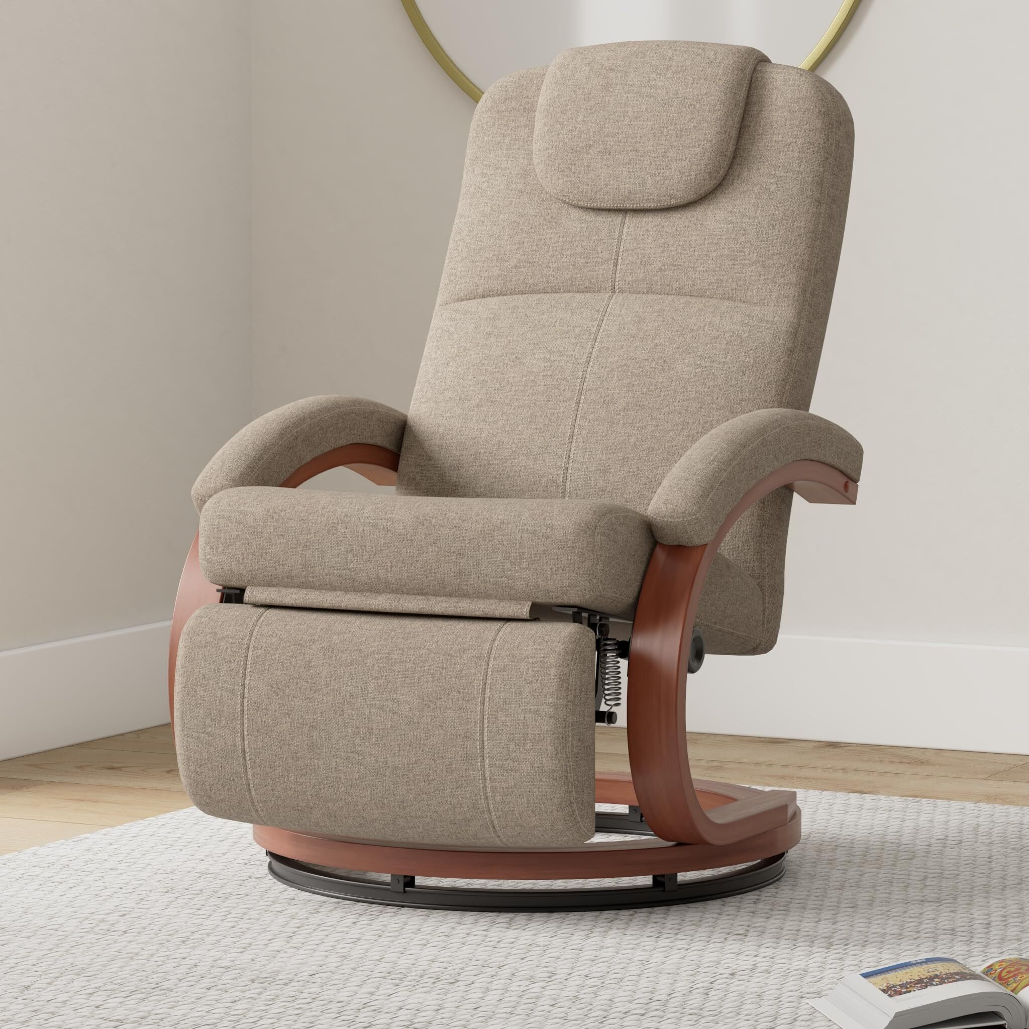 Recpro Charles 28"" Rv Euro Chair Recliner | Modern Design | Rv Furniture | Cloth (Oatmeal, 1 Chair)