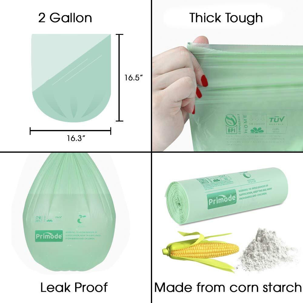 Compost Bags, Compostable Trash Bags 2.6 Gallon Compostable Bags 100 Count Small Compost Bags For Countertop Bin Extra Thick 0.71 Mil. Astm D6400 Certified By Bpi And Tv Austria