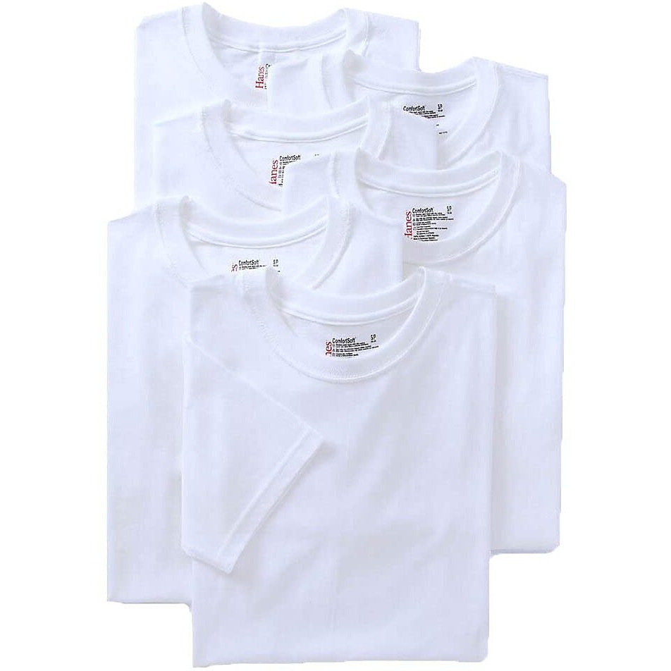 Hanes Ultimate Comfort Fit Undershirt, Mens Crewneck Stretch-Cotton T-Shirt, 6-Pack