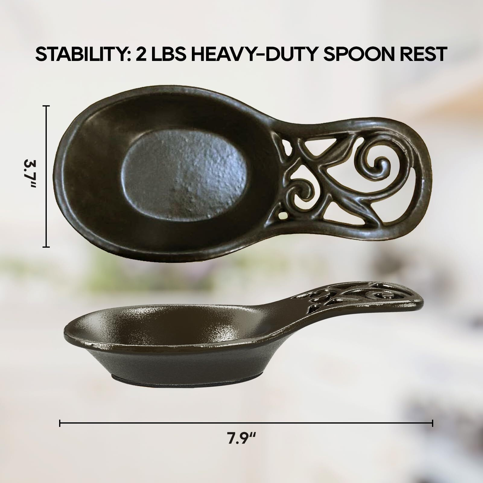 Jogreful Spoon Rest, Vintage Metal Kitchen Spoon Rest, Cast Iron For Stove Top Cooking Home Decor, Utensil Rest Ladle Spoon Holder, Coffee Gold Color