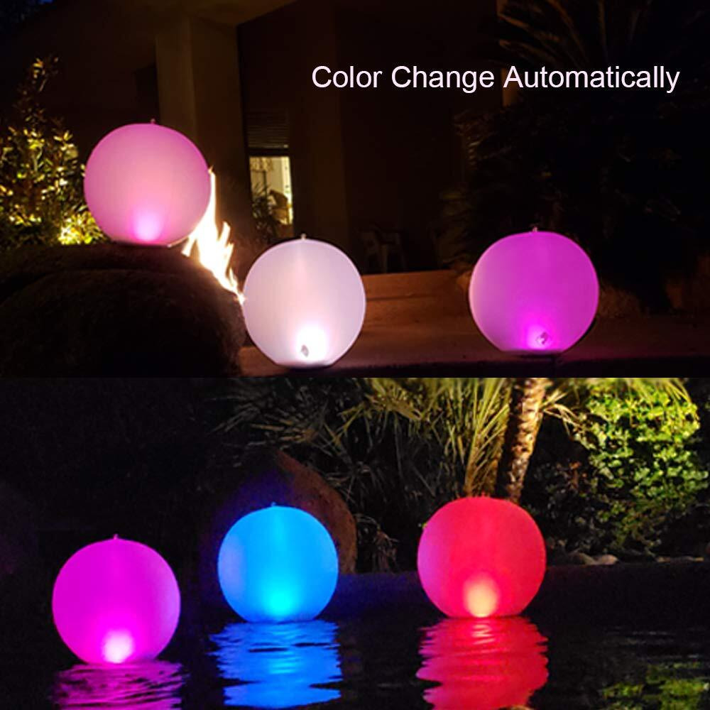 Rukars Floating Ball Pool Light Solar Powered 4 Pcs, 14 Inch Inflatable Hangable Ip68 Waterproof Rechargeable Color Changing Led Glow Globe Pool