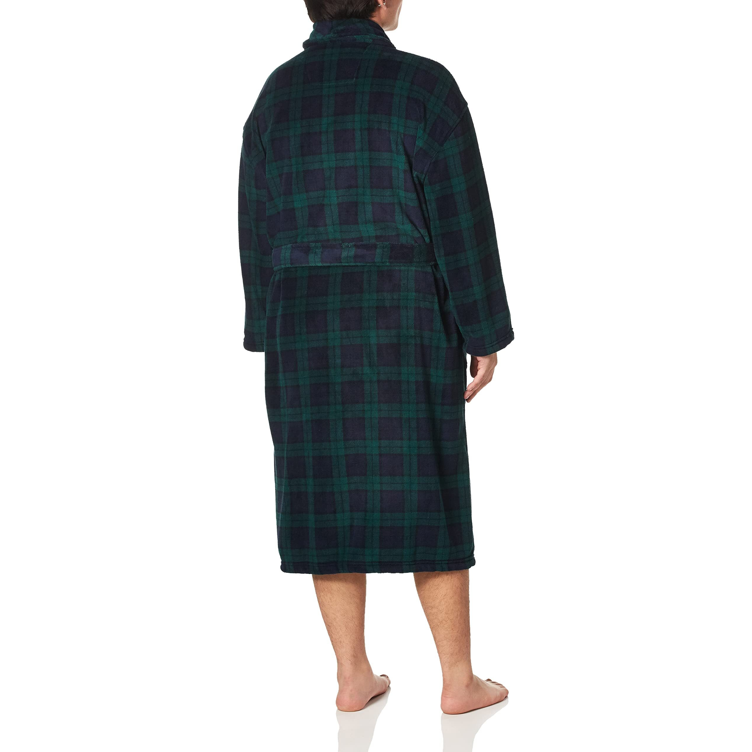 Nautica Men's Long Sleeve Cozy Soft Plush Shawl Collar Robe, Maritime Navy, One Size