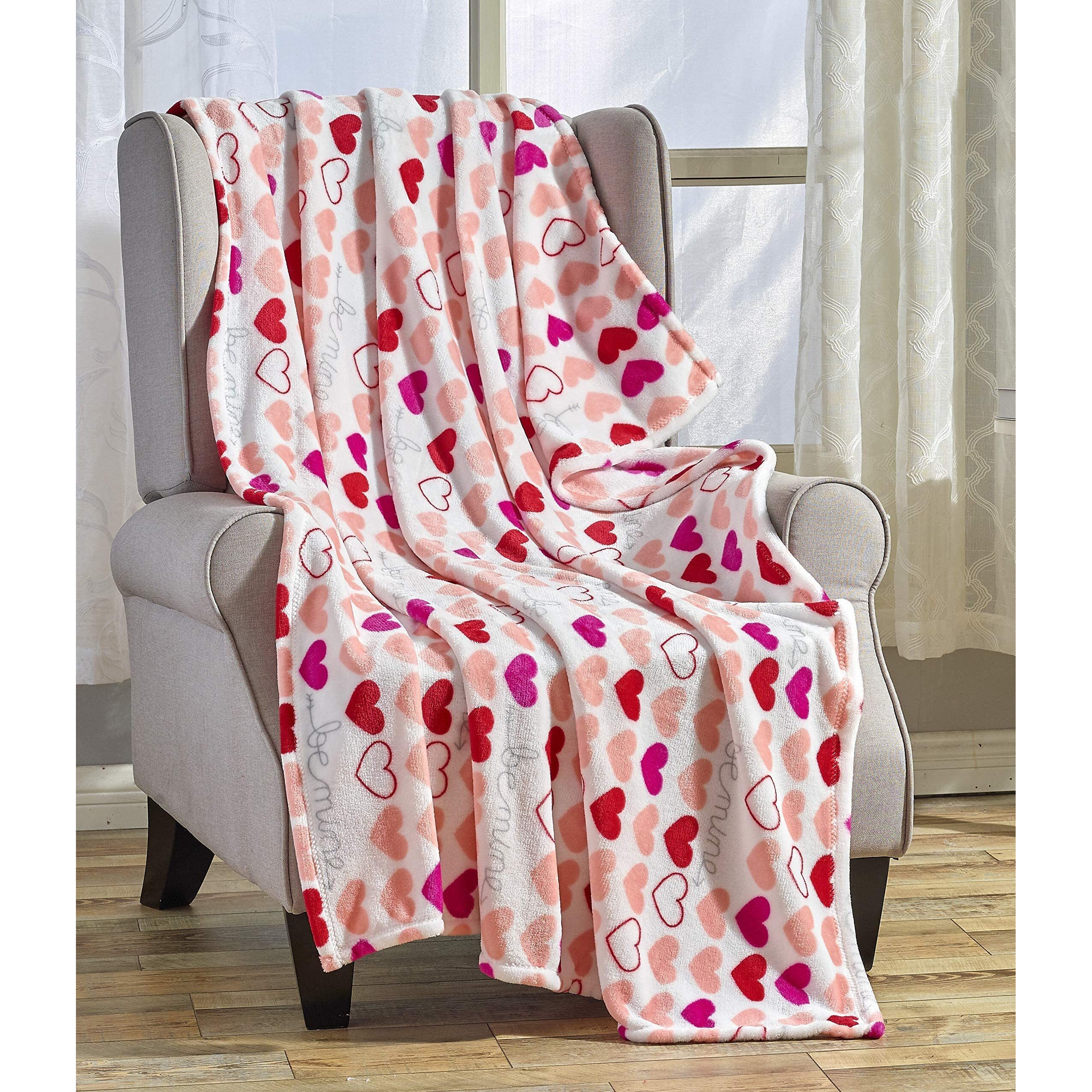 Faith, Hope, Love Home D  Cor Amor Eterno Be Mine Love Collection Valentine's Day Heart Ultra Plush Throw Blanket (50"" X 60"") - Be Mine
