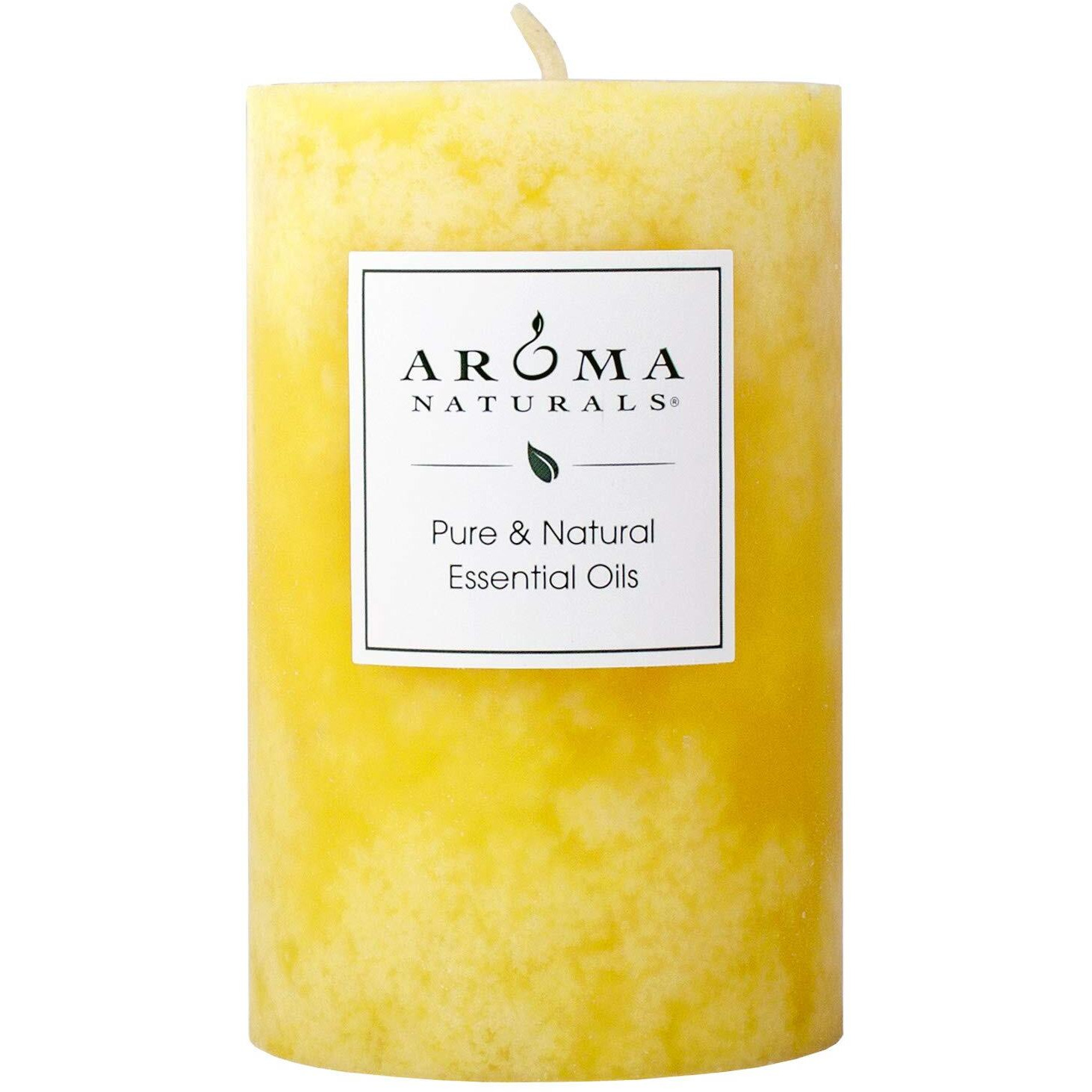 Aroma Naturals Essential Oil Orange And Lemongrass Scented Pillar Candle, Ambiance, 2.5 Inch X 4 Inch, Yellow