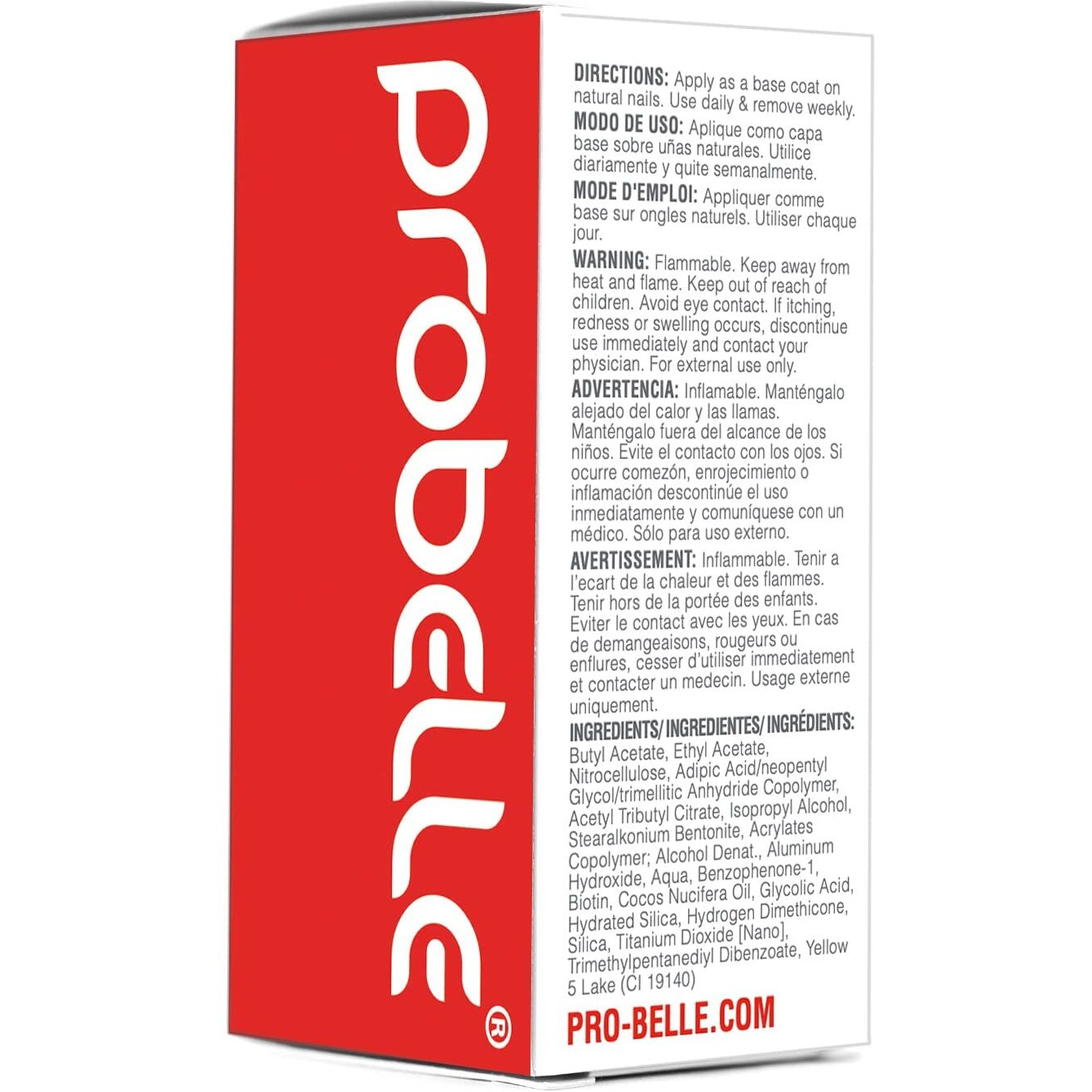 Probelle Nail Hardener Formula 1 - Repair Damaged Nails, Extra Strong Nail Growth Treatment For Brittle Nails, Grows And Restores Soft, Weak Nails, Aids Splitting, Breaking, Peeling Nails, Sheer White