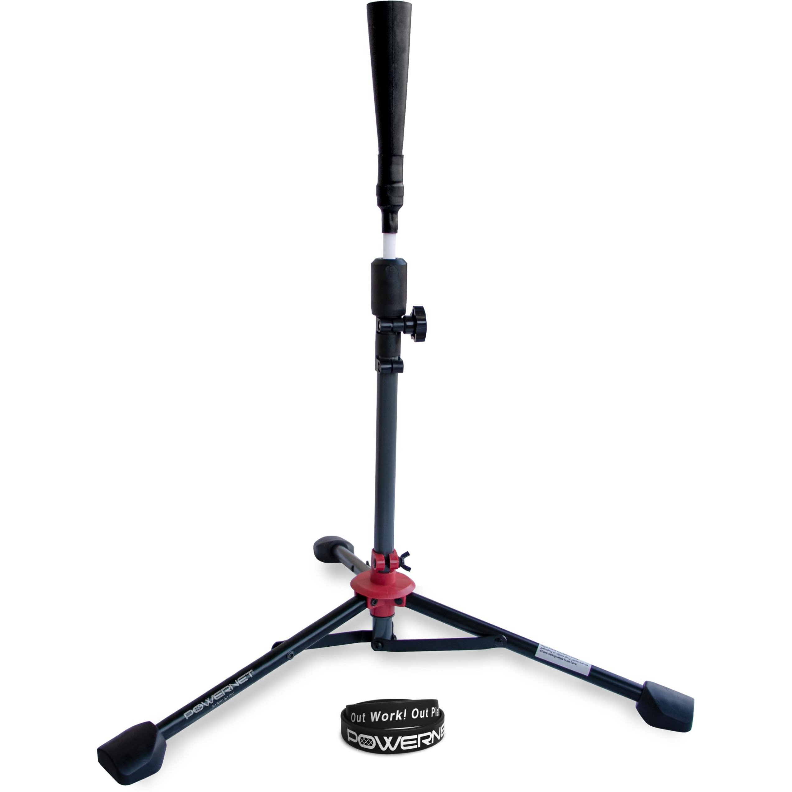 Powernet Corbin Carroll Baseball Softball Batting Tee | Hitting Drill Coaching Aid | Adjustable Height 27.5"" - 44"" | Portable Collapsible | Rubber Top | Extra Wide Base (Deluxe Tee | 2.5 Pounds)
