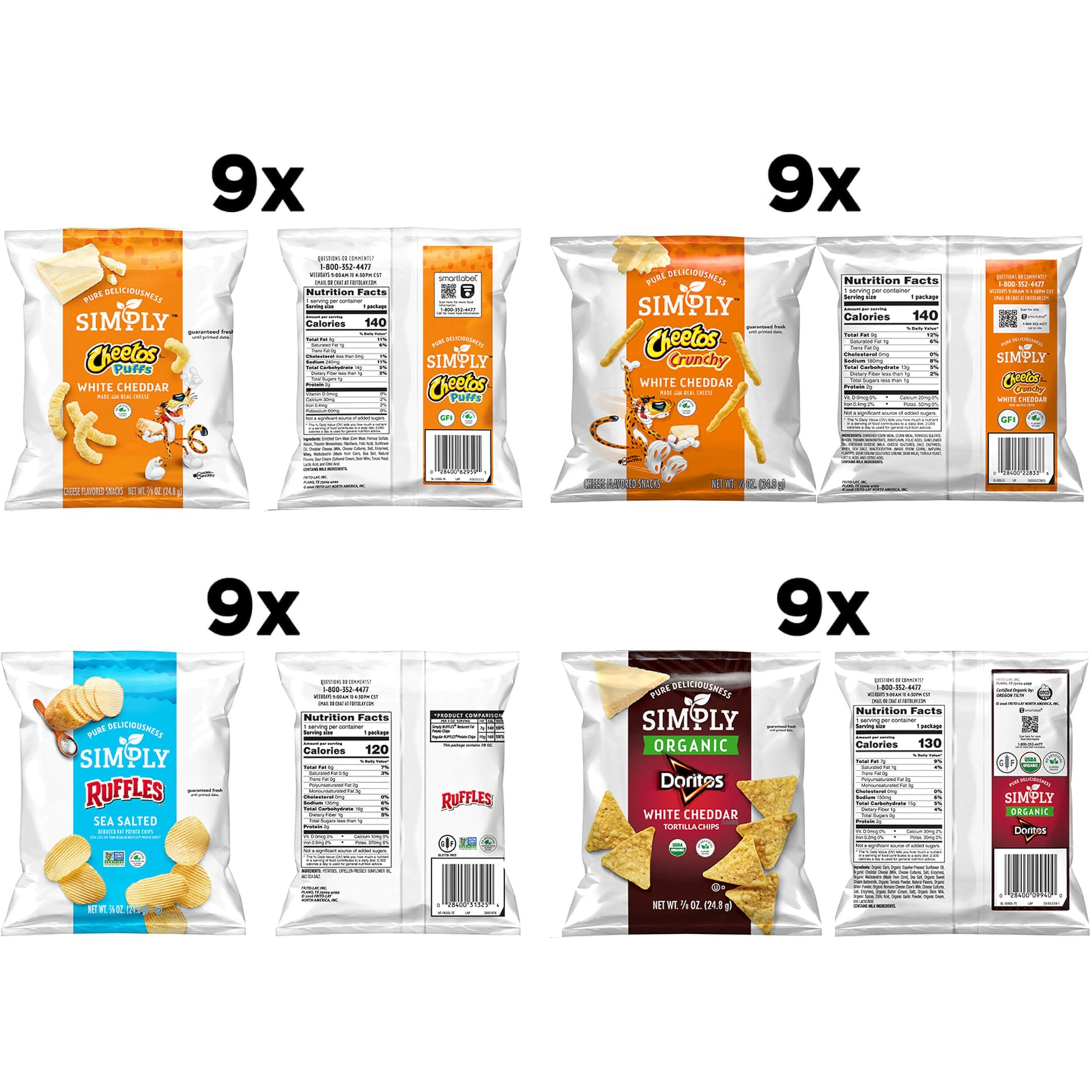Simply, Variety Pack Snacks, 0.875 Ounce (Pack Of 36)