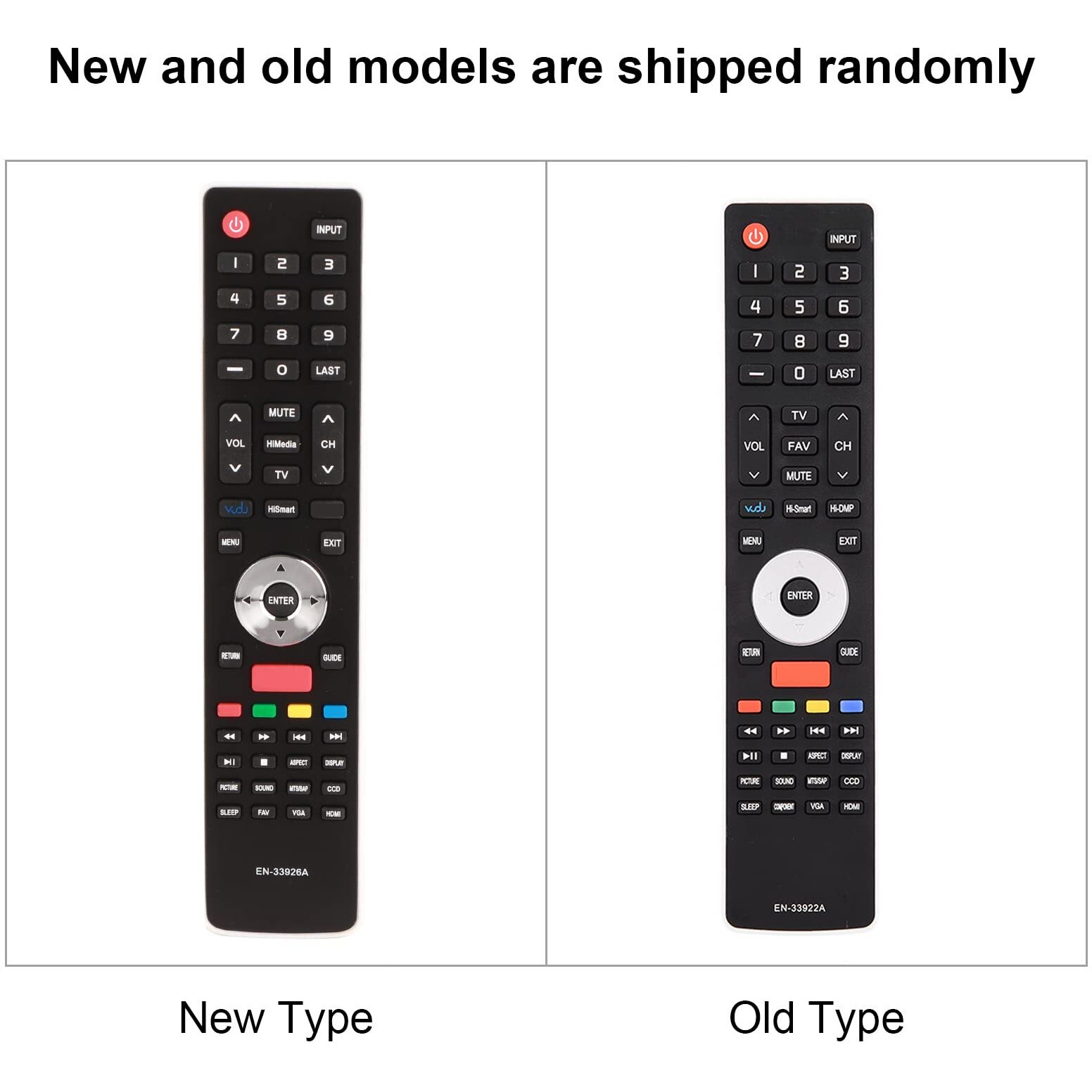 Smart Tv Remote Control En-33922A For Hisense, Remote Control Replacement For Hisense En-33922A En-339256A Smart Tv