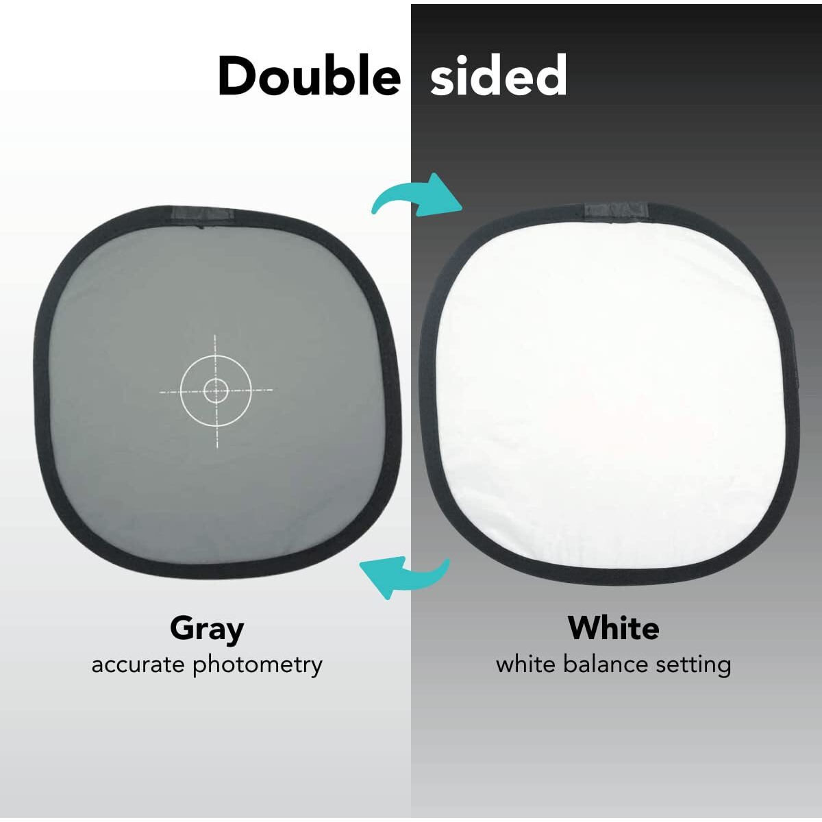 Foto&Tech Double-Sided 18% Gray Card And White Balance Disc, Gray And Neutral White Panel With Nylon Bag And Cable Tie, Collapsible Reference Reflector Focus Board For Camera Photography (12""/30Cm)